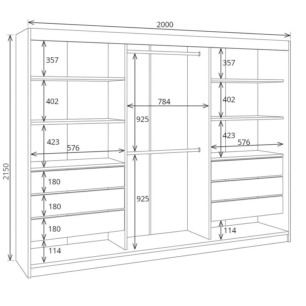 A&J MöbelLand GmbH Schiebetürenschrank BELANO – Moderner Kleiderschrank mit Schiebetüren (Die perfekte Kombination aus modernem Design, hoher Funktionalität und – Bild 4 von 5