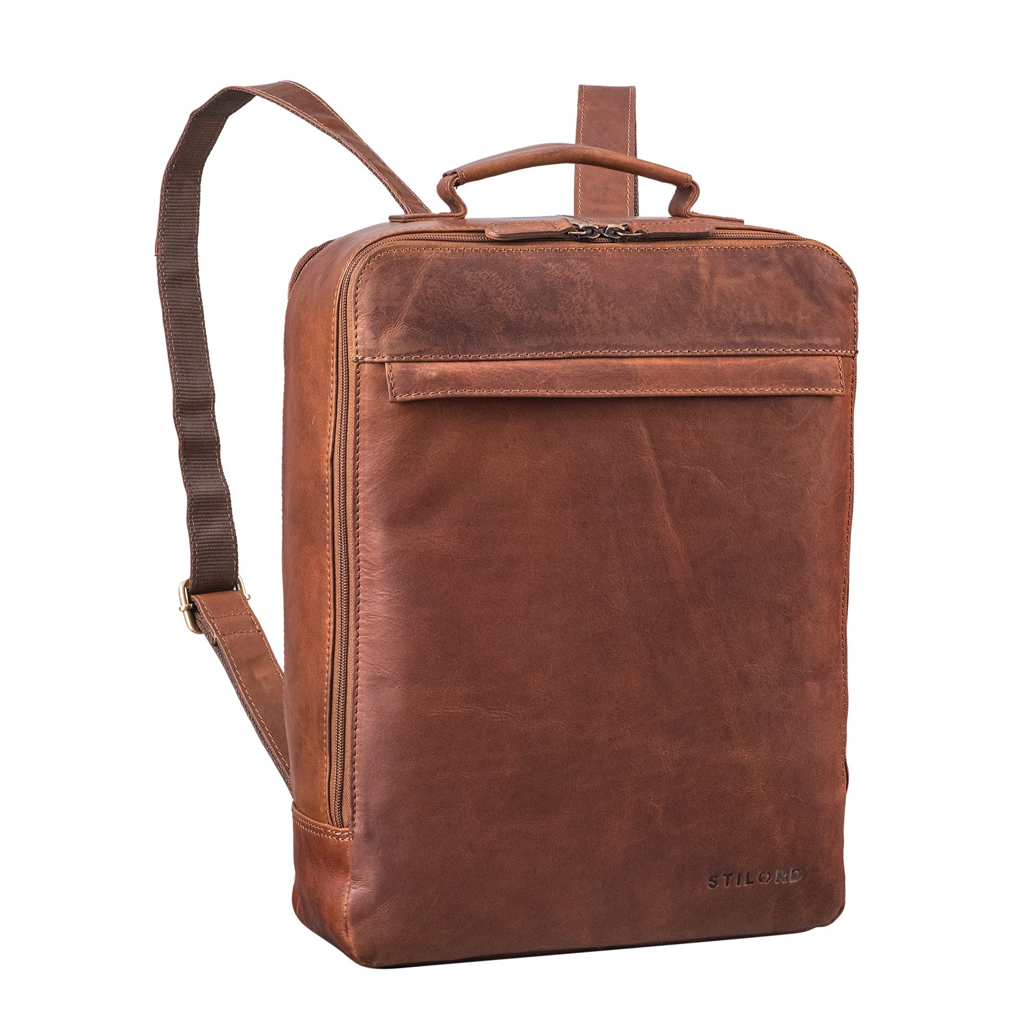 STILORD Notebook-Rucksack "Claudio" Leder Rucksack Herren & Damen Mittelgroß für 13 - 14 Zoll