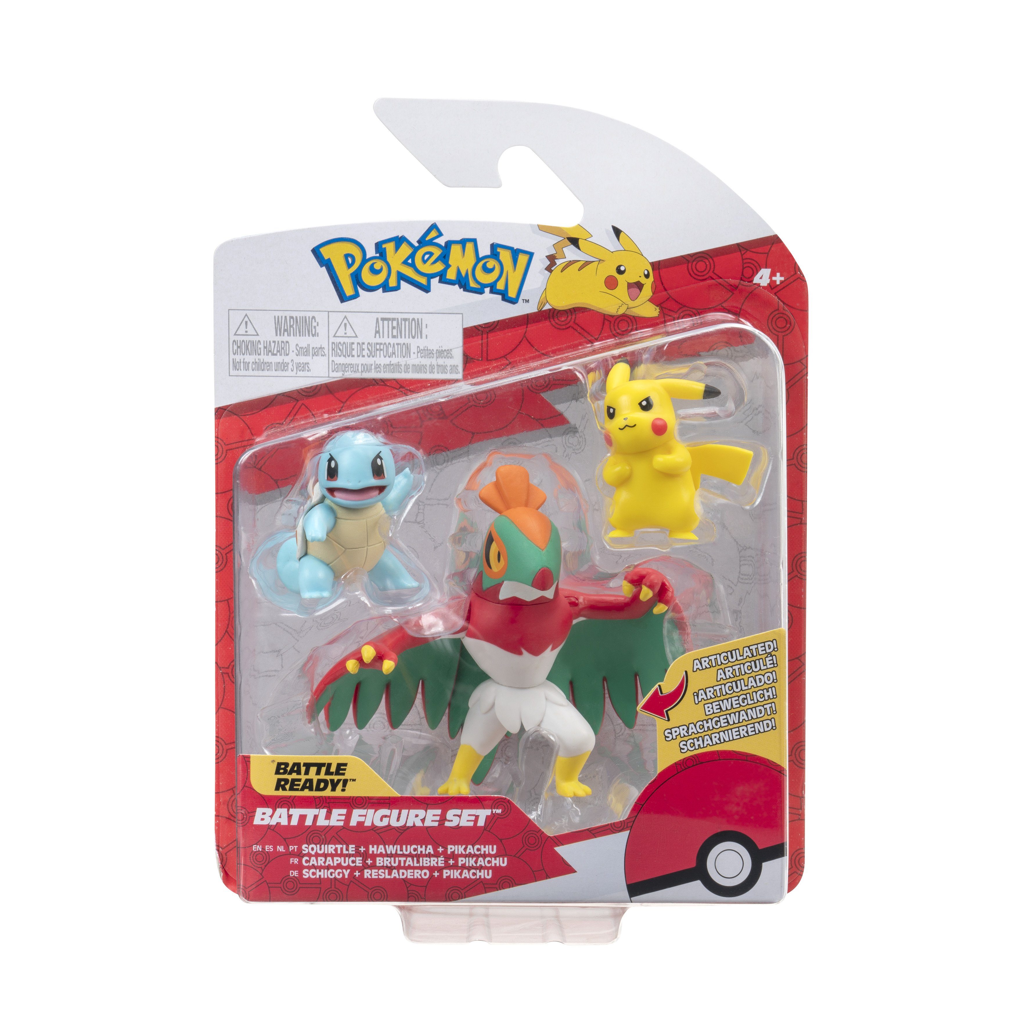 Pokémon - Battle 3-tlg) Schiggy Jazwares Pikachu, Figur Pack Resladero, & - Merchandise-Figur 3er (Set,
