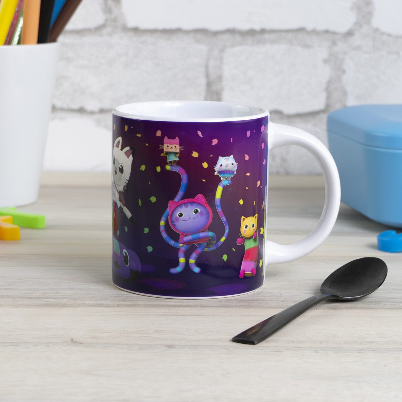 Geda Labels GmbH Tasse Farbwechsel Gabbys Dollhouse Party, 1-tlg., Keramik, Lila, 250ml, mit Thermoeffekt