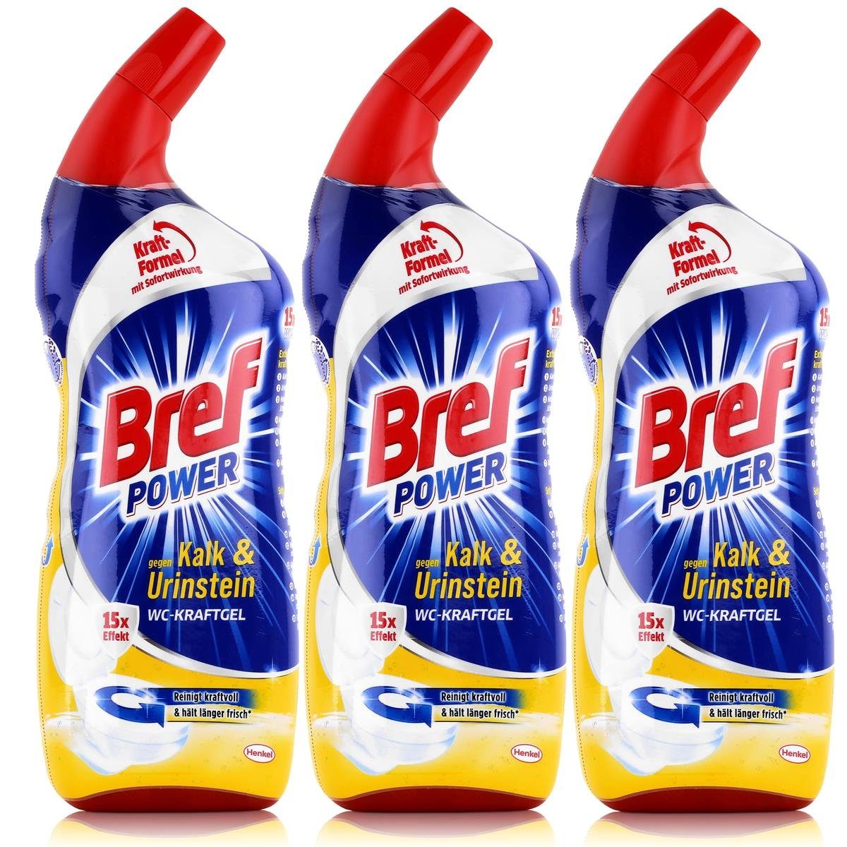 Bref Power WC-Kraftgel gegen Kalk & Urinstein 750ml (3er Pack) WC-Reiniger