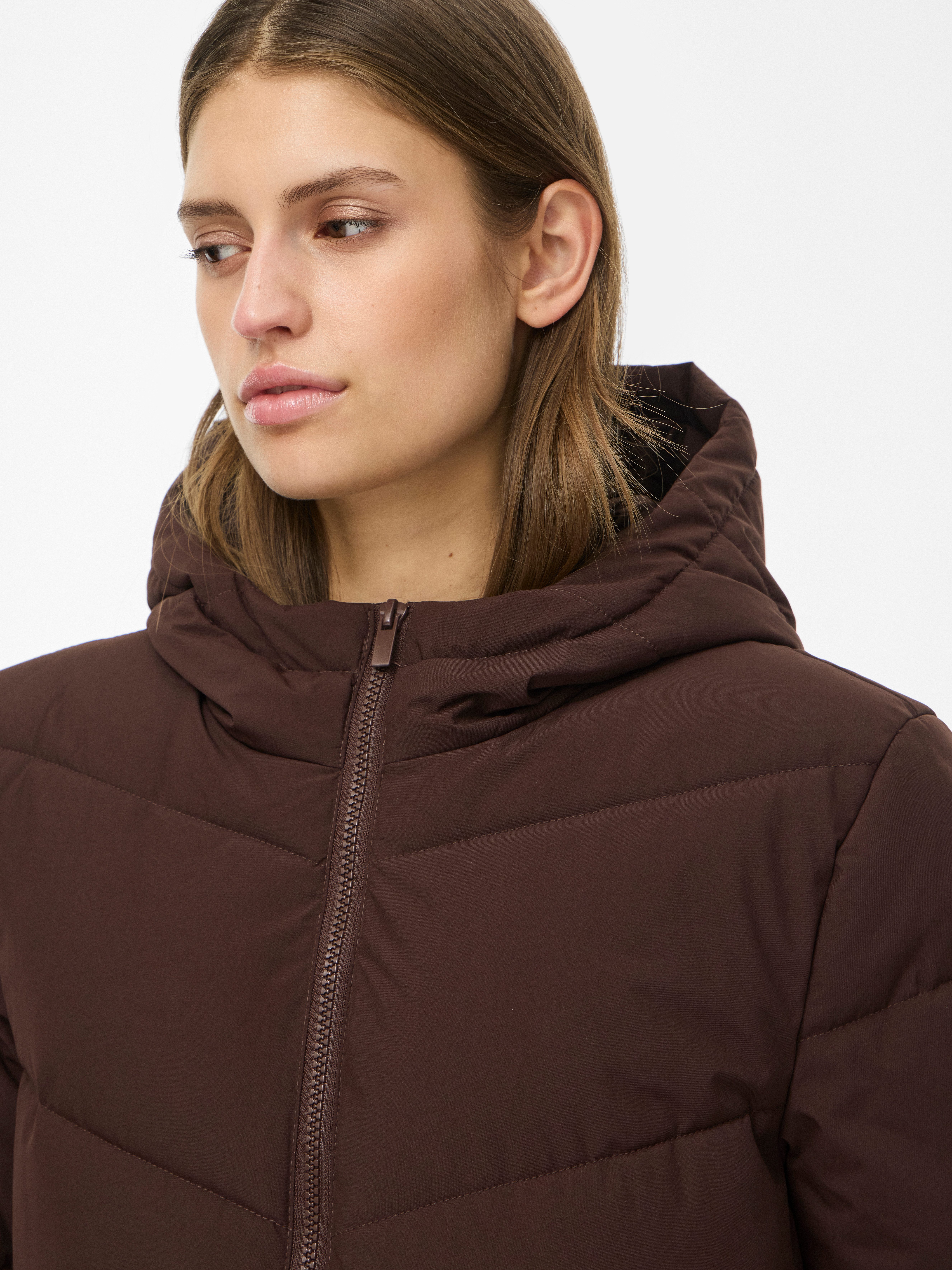Vila Steppmantel VILAVENDER L/S HOOD PUFFER/TB/RK Kunstfaser – Bild 2 von 5