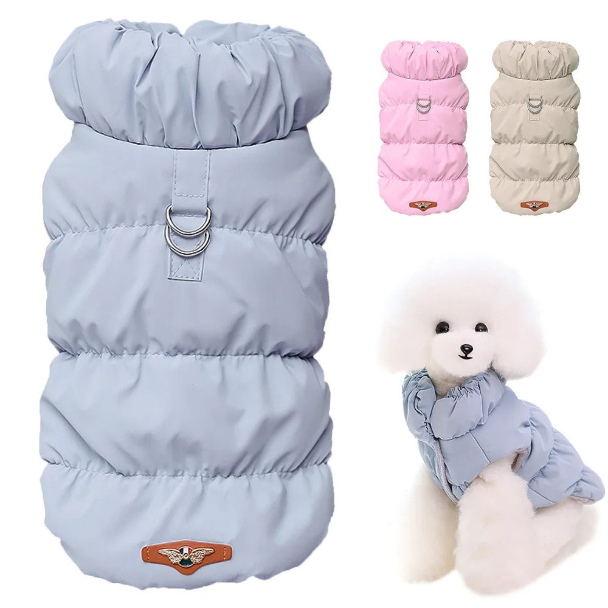 FLOCKI Pets™ Hundejacke gefütterte Hundejacke mit Leinenhaken, Für Hunde in verschiedenen Größen, weiches Innenfutter