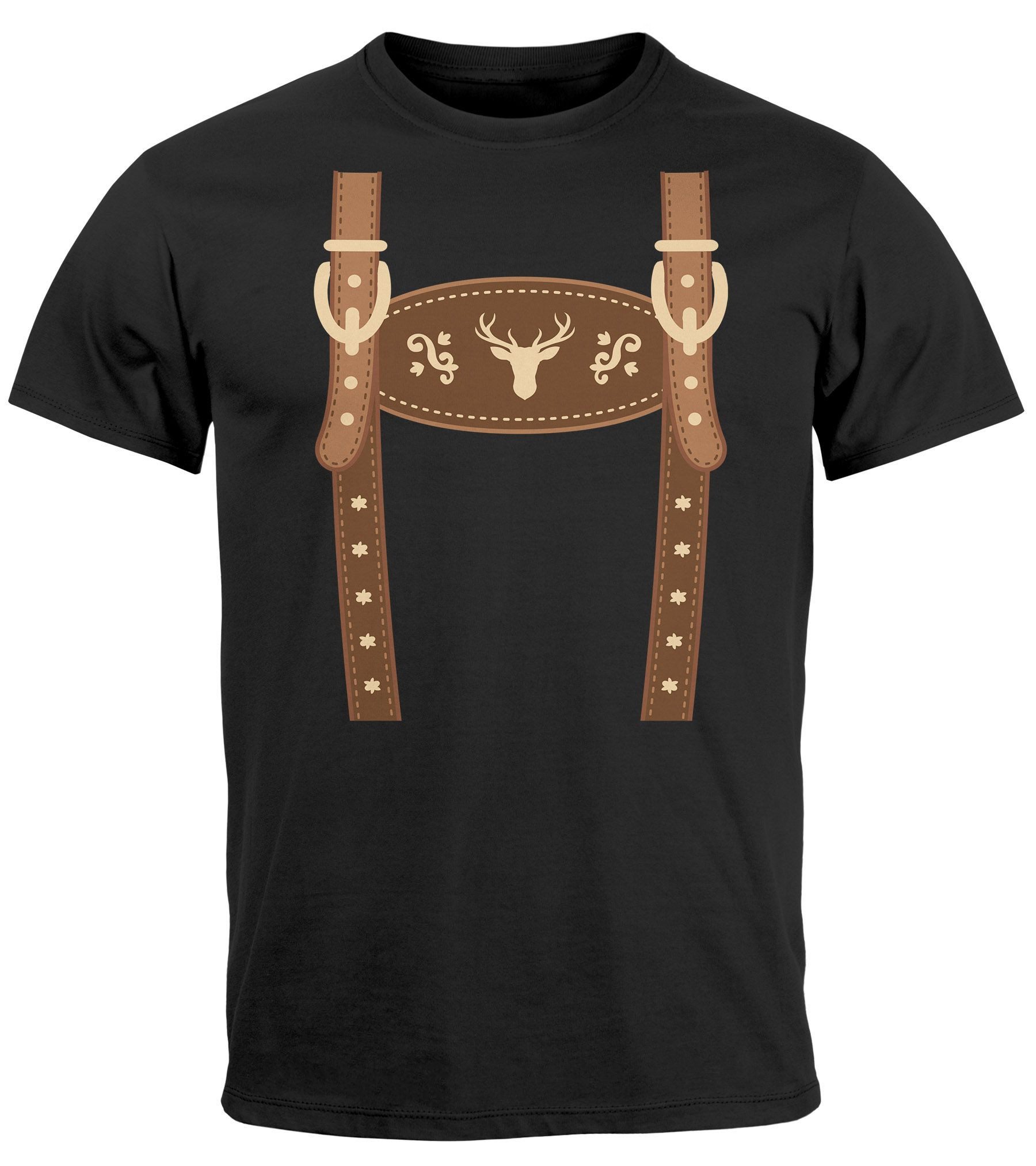 MoonWorks Print-Shirt Herren T-Shirt Lederhose Ersatz Tracht Kostüm Volksfest Bierfest mit Print