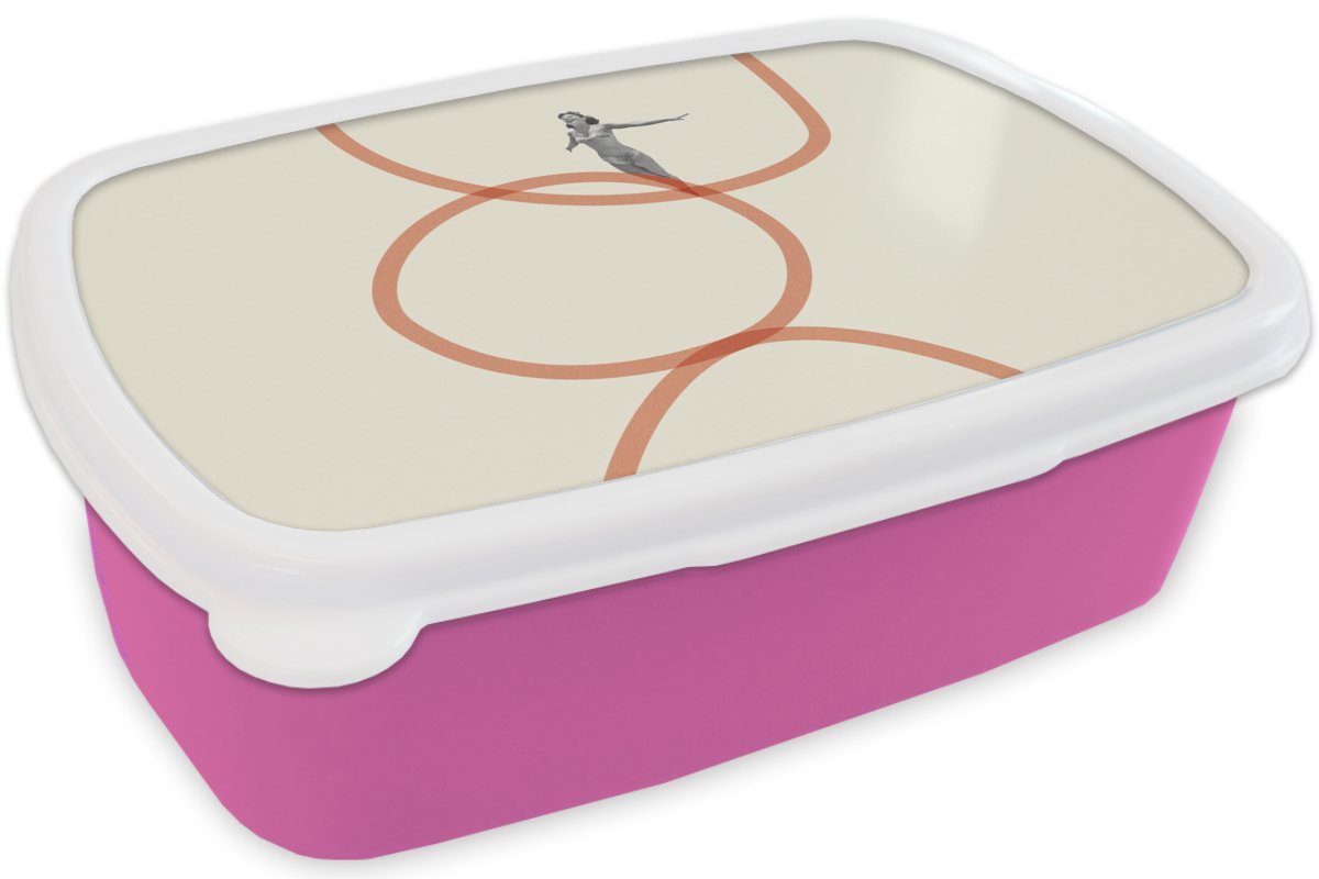 Brotdose Mädchen, Liebe Kunststoff - (2-tlg), Brotbox Kunststoff, Erwachsene, Kinder, - Lunchbox rosa MuchoWow Design, - Snackbox, Ehepaar für Vintage