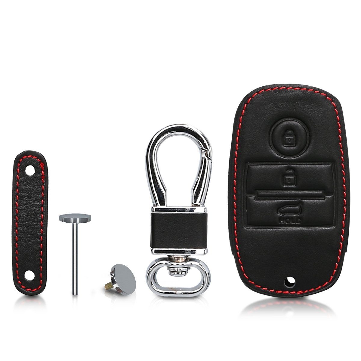 Case Cover Schlüssel für Schlüsseltasche kwmobile Kunstleder Autoschlüssel, Smartkey Schlüsselhülle Kia Autoschlüssel Hülle 3-Tasten