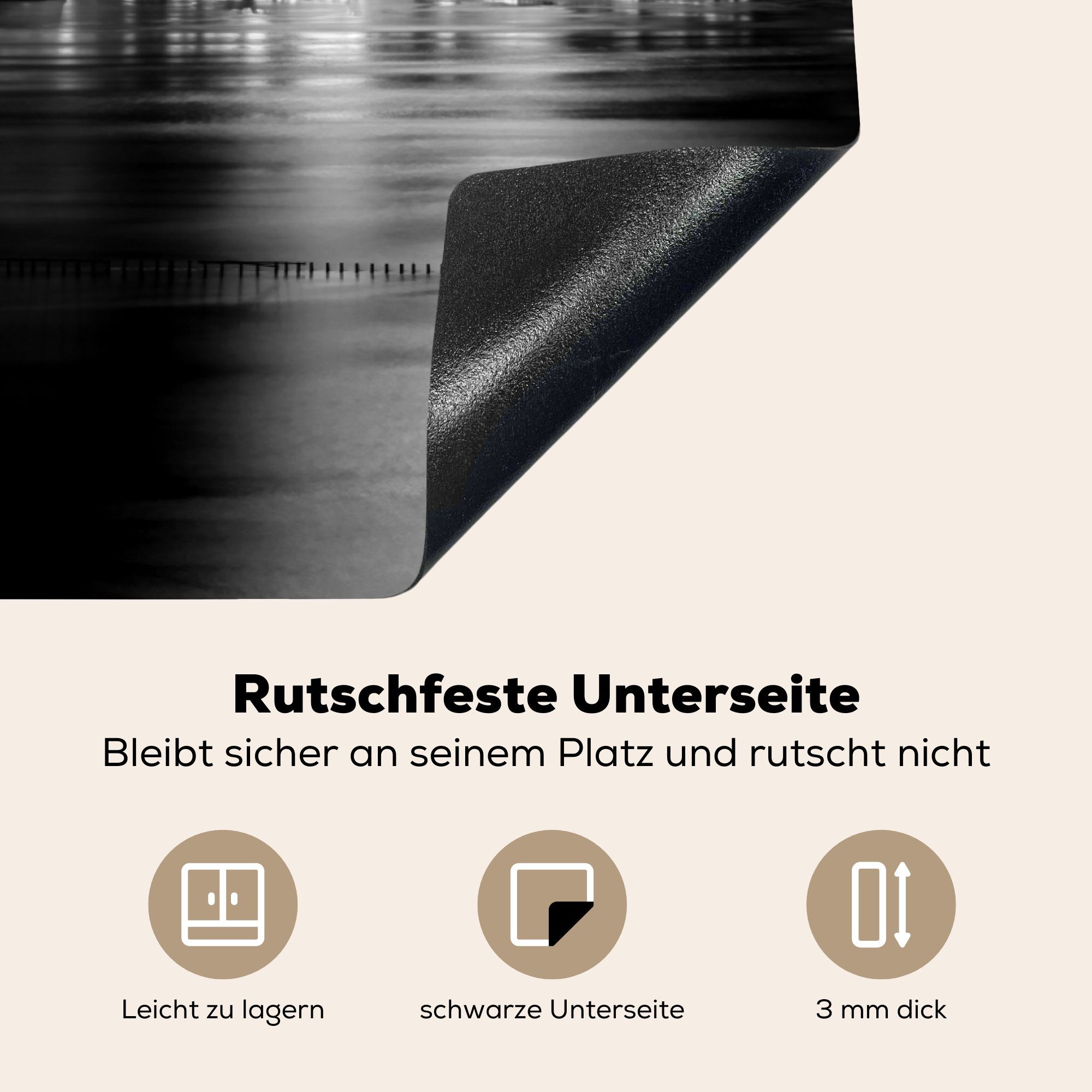 MuchoWow Herdblende-/Abdeckplatte Reflektierte von Skyline cm, schwarz weiß, Ceranfeldabdeckung Schutz für 81x52 Induktionskochfeld (1 küche, New tlg), York die - Vinyl, und