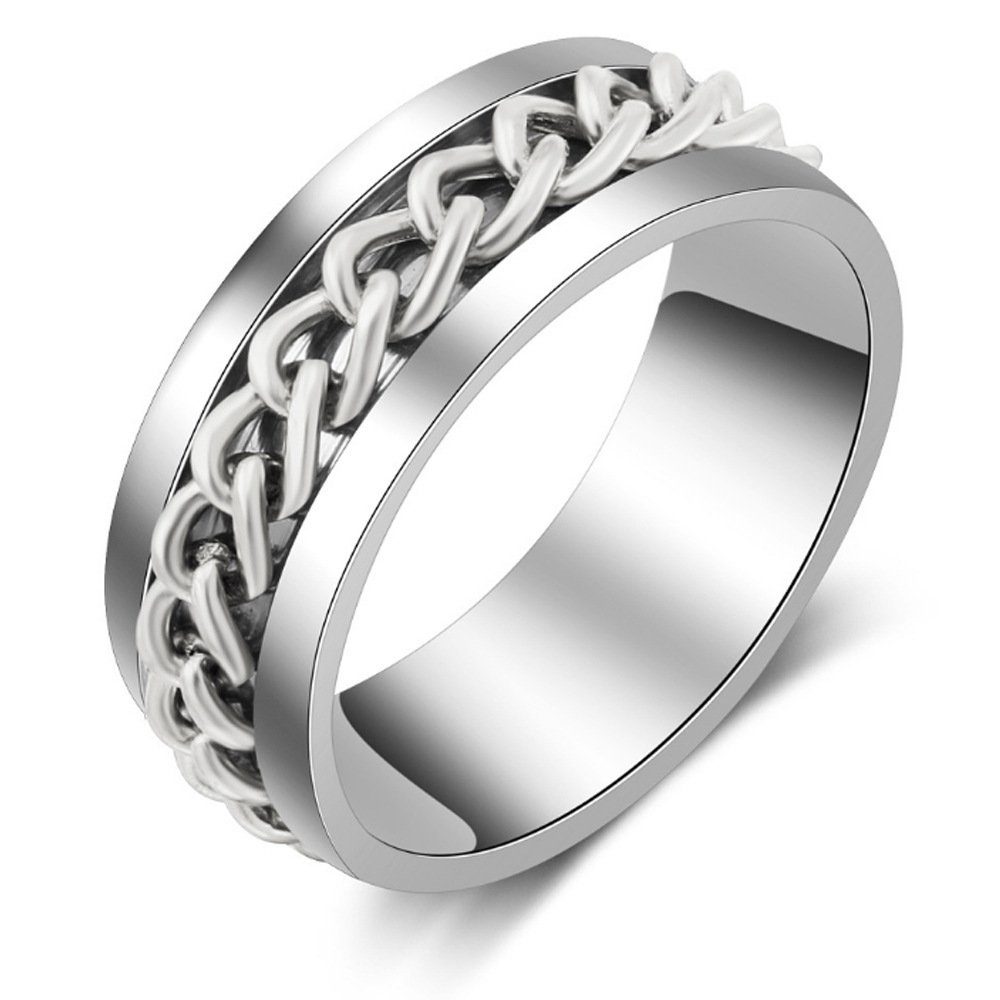 Eyecatcher Fingerring Anti Stress Ring mit drehbarer Kette schwarz oder silber Anxiety Ring
