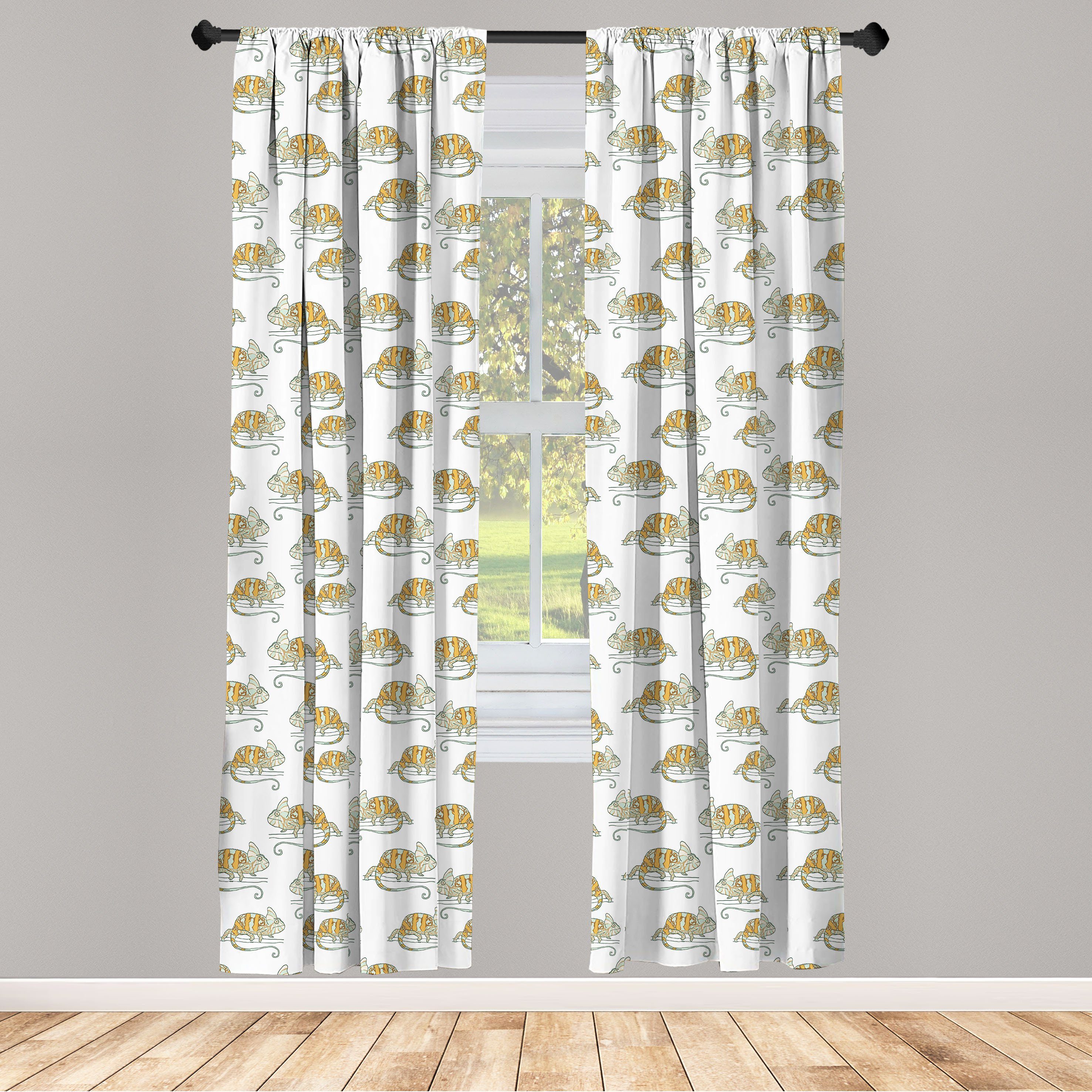 Gardine Vorhang für Wohnzimmer Schlafzimmer Dekor, Abakuhaus, Microfaser, Bunt Wilde Chamäleon-Eidechse