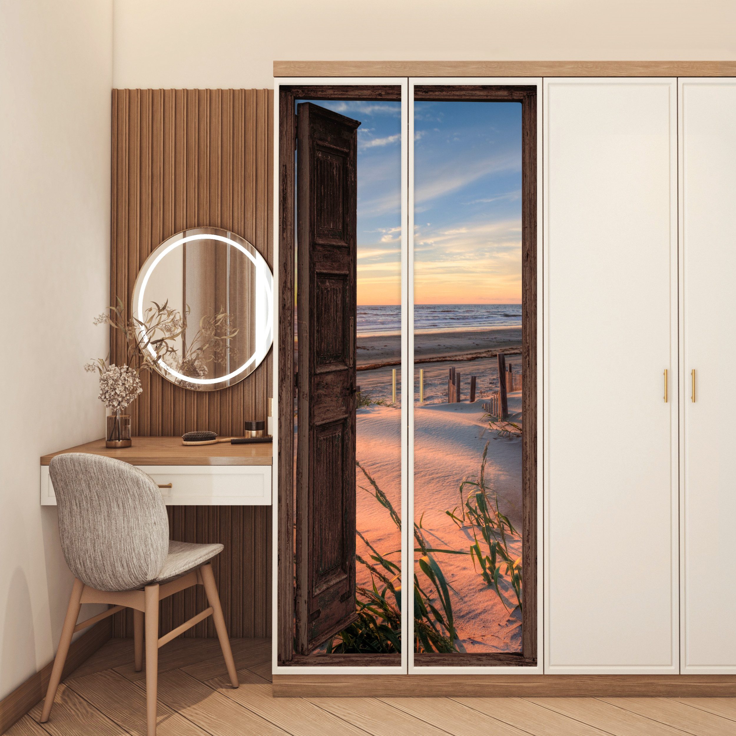 MuchoWow Türtapete Durchblick - Strand - Meer - Natur - Dünen, Matt, bedruckt, (1 St), Selbstklebende Tapete, Folie für Möbel, 70x215 cm – Bild 5 von 5
