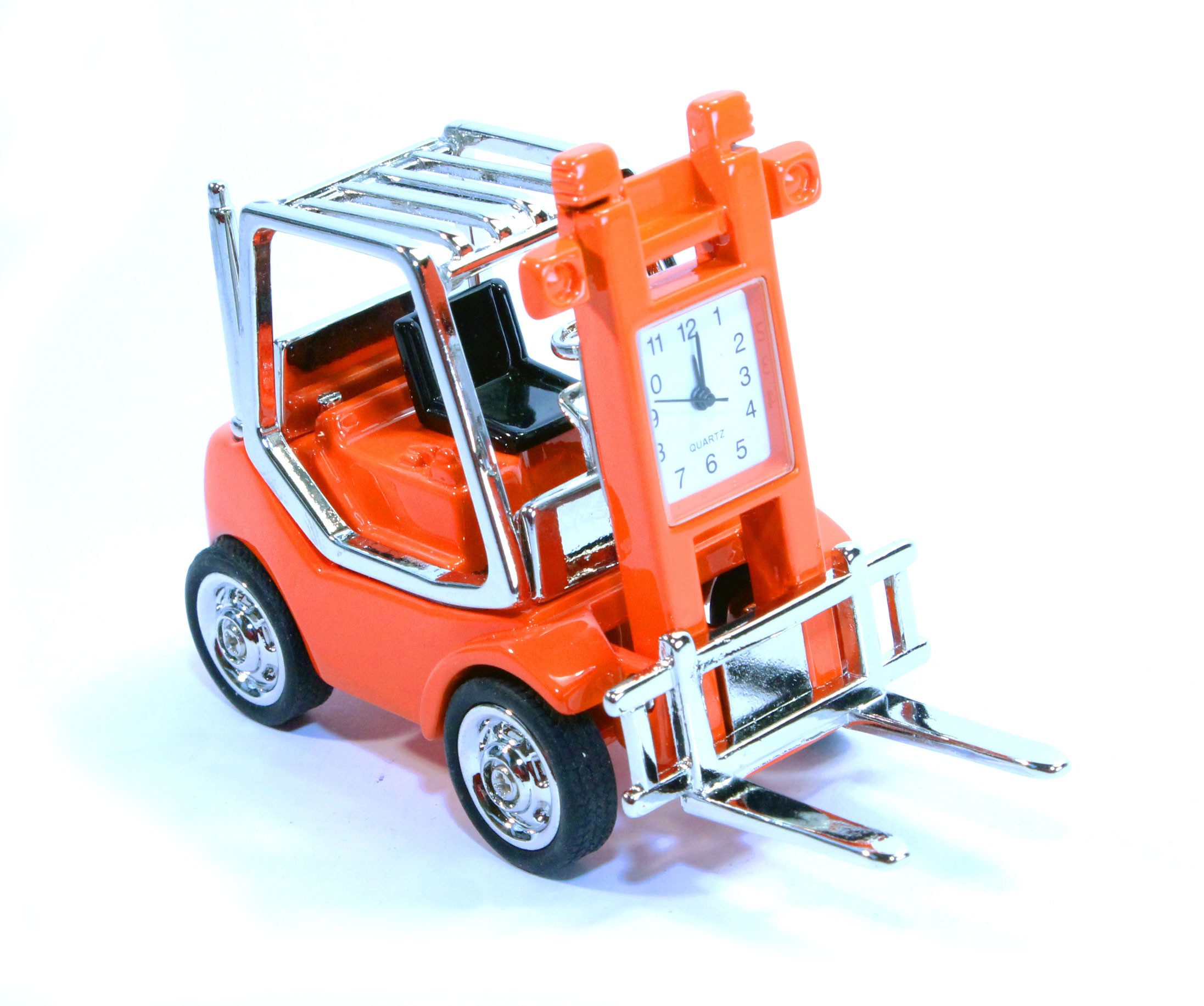 Siva Standuhr Tischuhr Gabelstapler Quarzuhr im Metallgehäuse