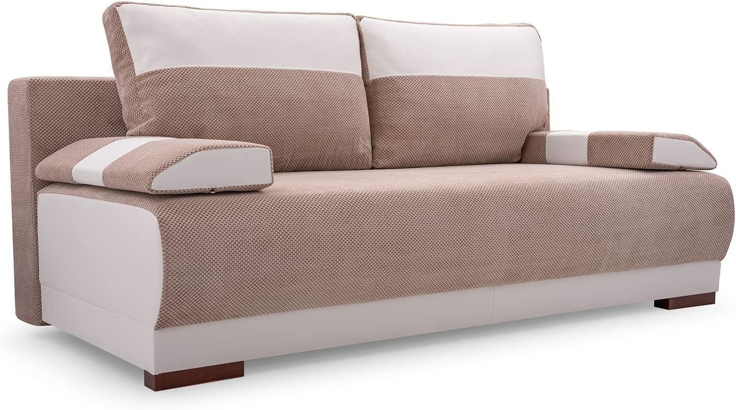 MOEBLO Schlafsofa NISA, Couch für Wohnzimmer, Sofagarnitur Polstersofa Wohnlandschaft, mit Schlaffunktion und Bettkasten, (BxHxT):196X85X92 cm
