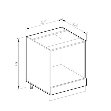 Livinity® Herdumbauschrank R-Line, Anthrazit Hochglanz/Weiß, 60 cm, AP Anthrazit