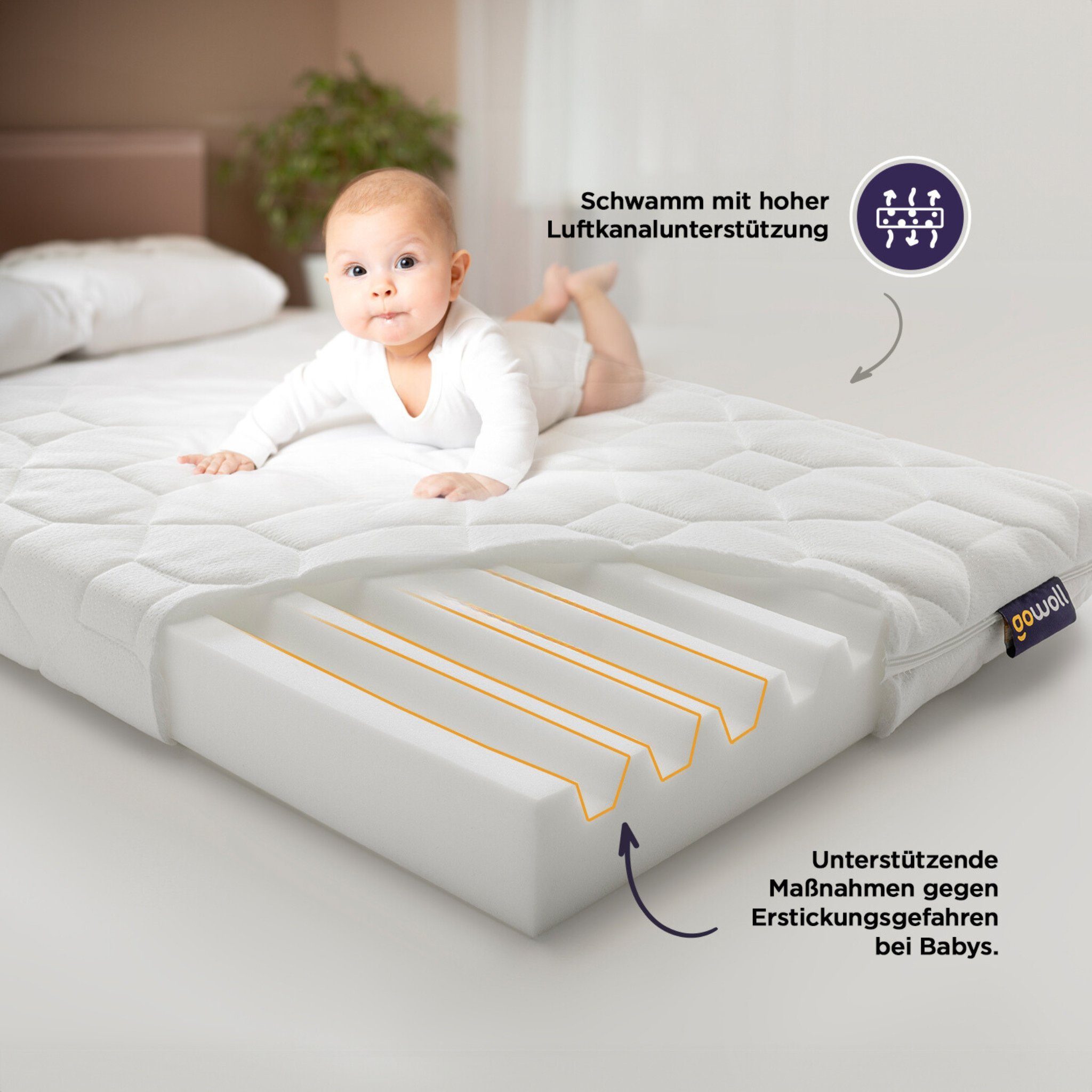 Babymatratze 60x120 - 70x140 - 70x160 Kaltschaummatratze Wave Baby, gowoll, günstig online kaufen