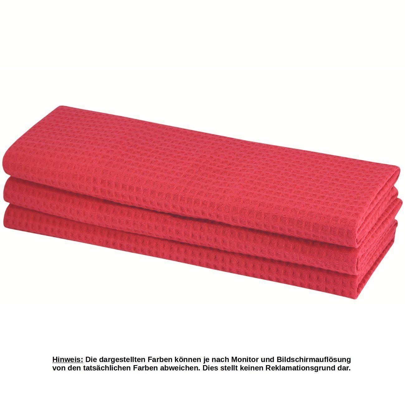 (Vorteils-Set, Rot x Geschirrtuch 100 50 Baumwolle, integrierte 70 % cm Engelland 3-tlg., Aufhängeschlaufe, Waffel-Pique), Poliertuch,