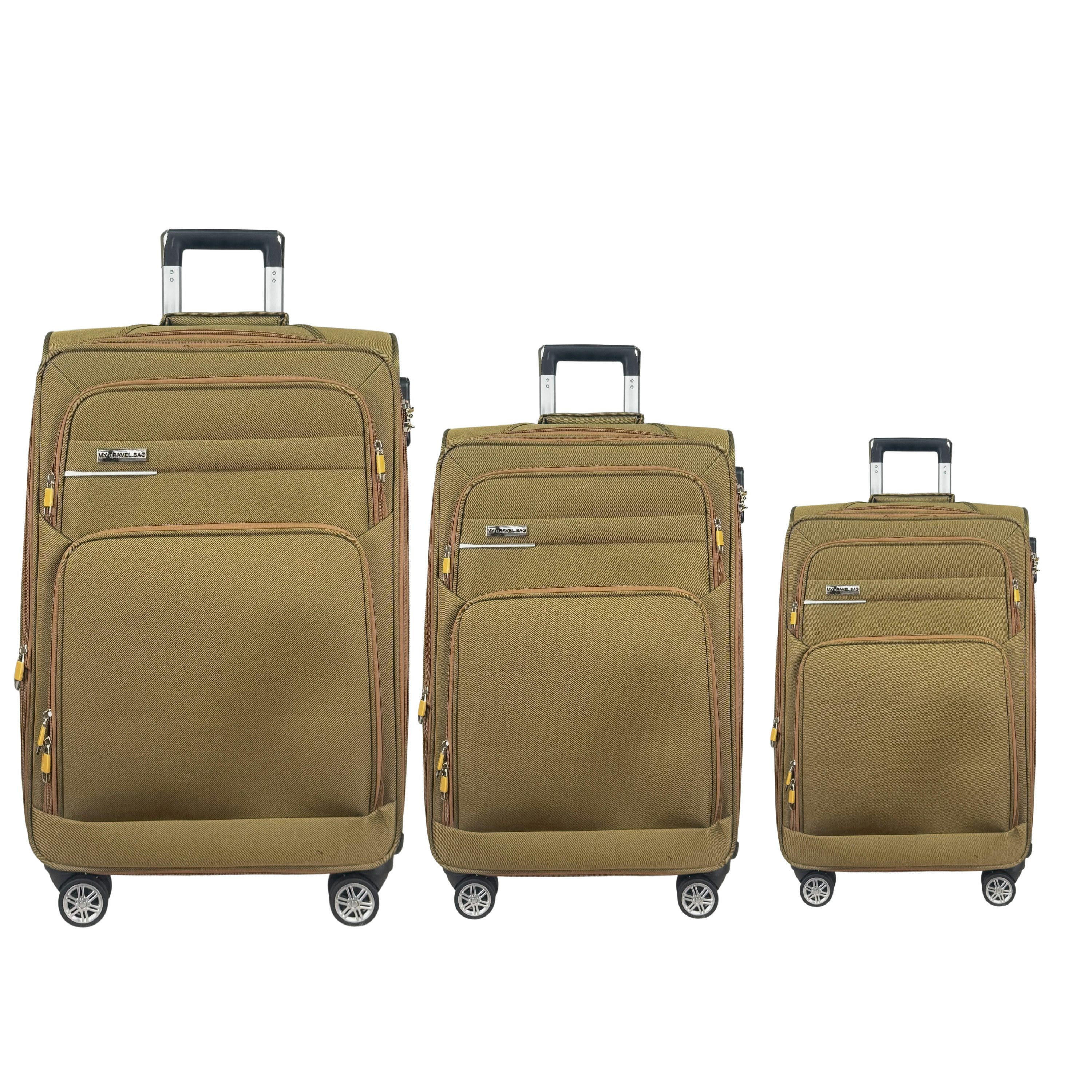 MTB Kofferset Reisekoffer Handgepäck Tasche Trolley Koffer Stoffkoffer 3er Set, (Spar-Set, 360 Grad Rollen), Dehnungsfuge, Extra leicht, Extrem Robust, Raumteiler