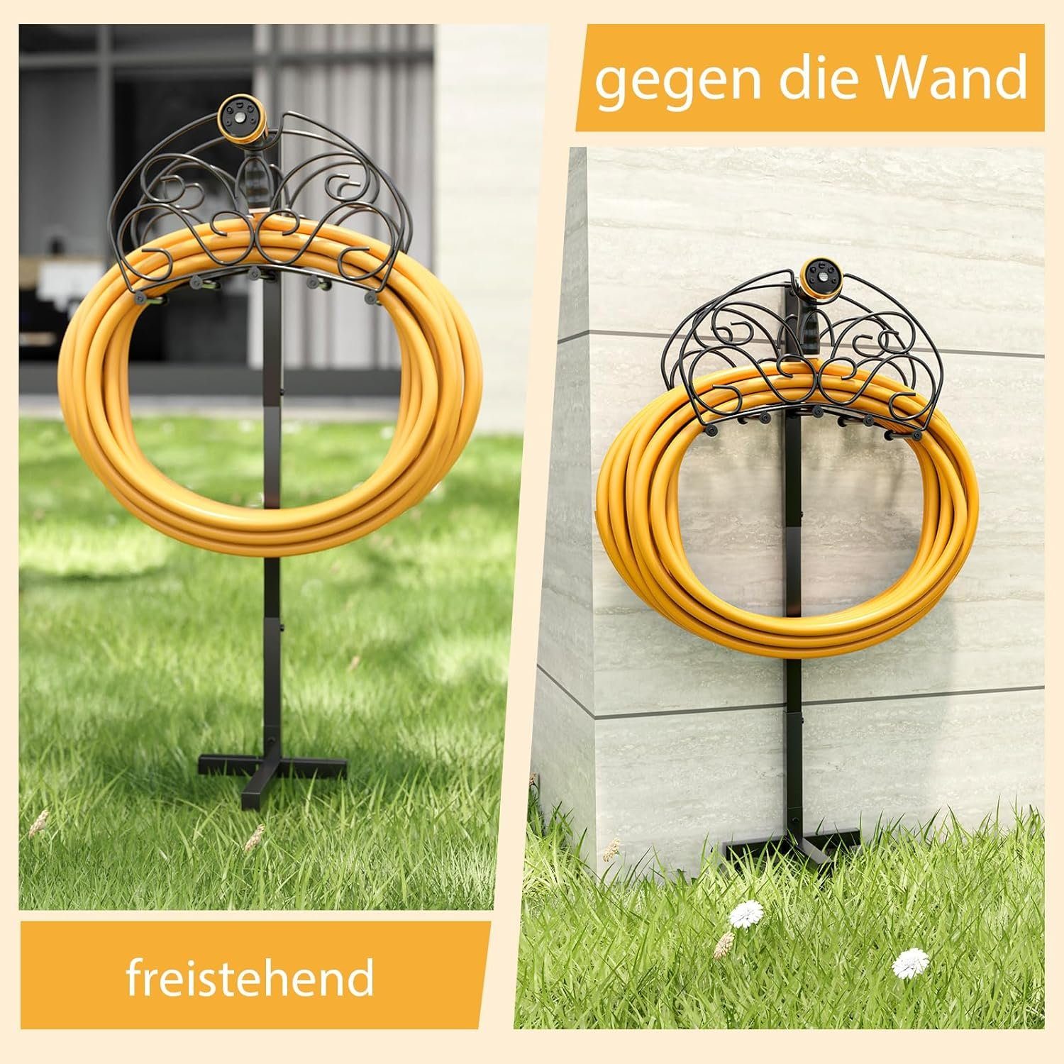 KOMFOTTEU Schlauchhalterung Gartenschlauchhalter, (für 46m Schlauch, bis 10kg belastbar) – Bild 5 von 5
