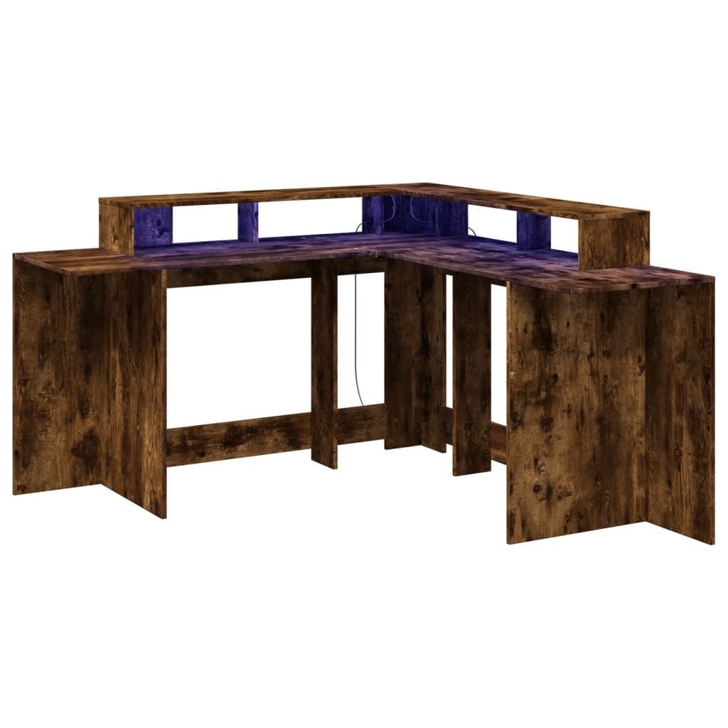 vidaXL Schreibtisch LED-Schreibtisch Räuchereiche 152x152x91 cm günstig online kaufen