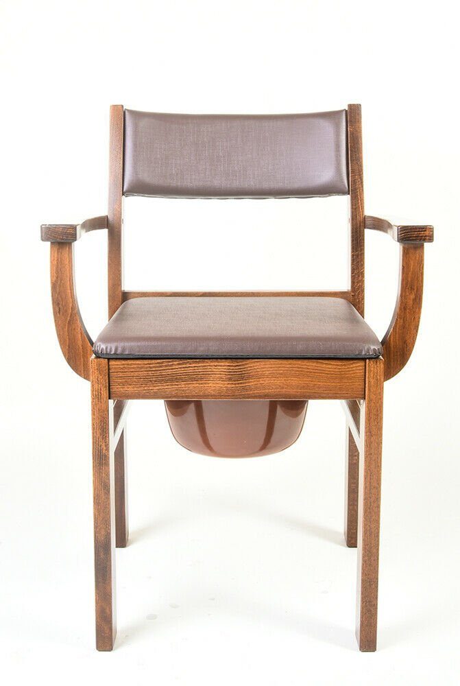 Sundo Homecare Toiletten-Stuhl wohnlicher Toilettenstuhl Holz Nachtstuhl, Eimer Deckel Sitzpolster