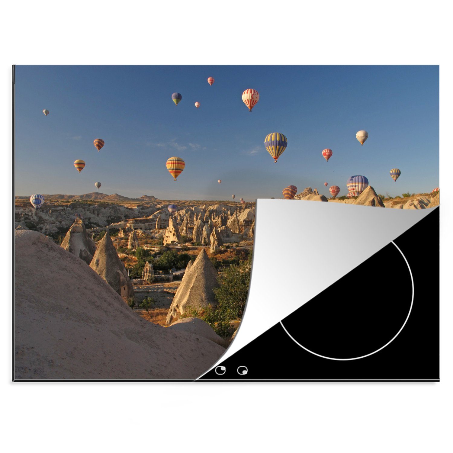 MuchoWow Herdblende-/Abdeckplatte Heißluftballon - Festival - Türkei, Vinyl, (1 tlg), 70x52 cm, Mobile Arbeitsfläche nutzbar, Ceranfeldabdeckung