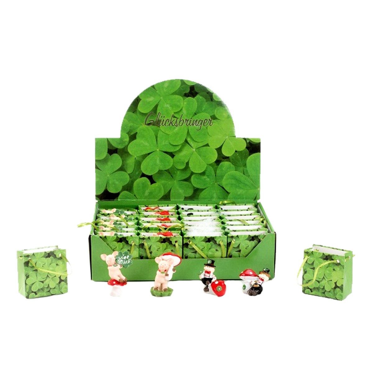 Geschenkestadl Tierfigur Glücksbringer-Figuren im Display – 24 charmante Symbole für Glück pur! (24 St)