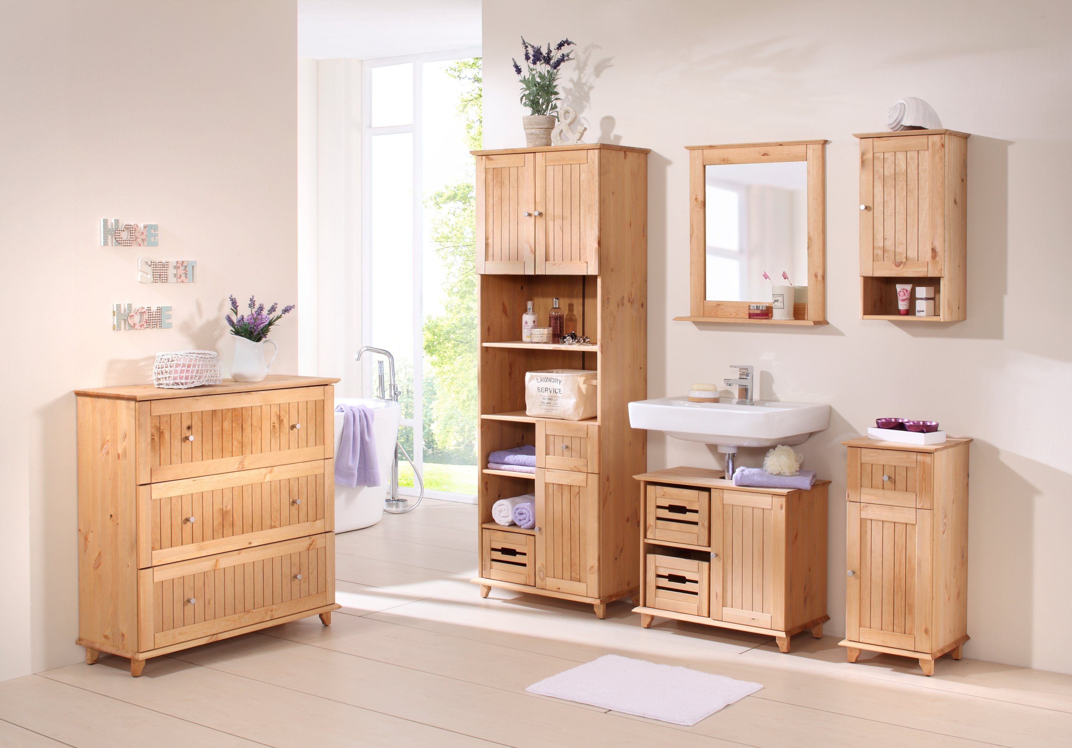welltime Hängeschrank Venezia Landhaus Badmöbel, aus massiver Kiefer, Breit günstig online kaufen