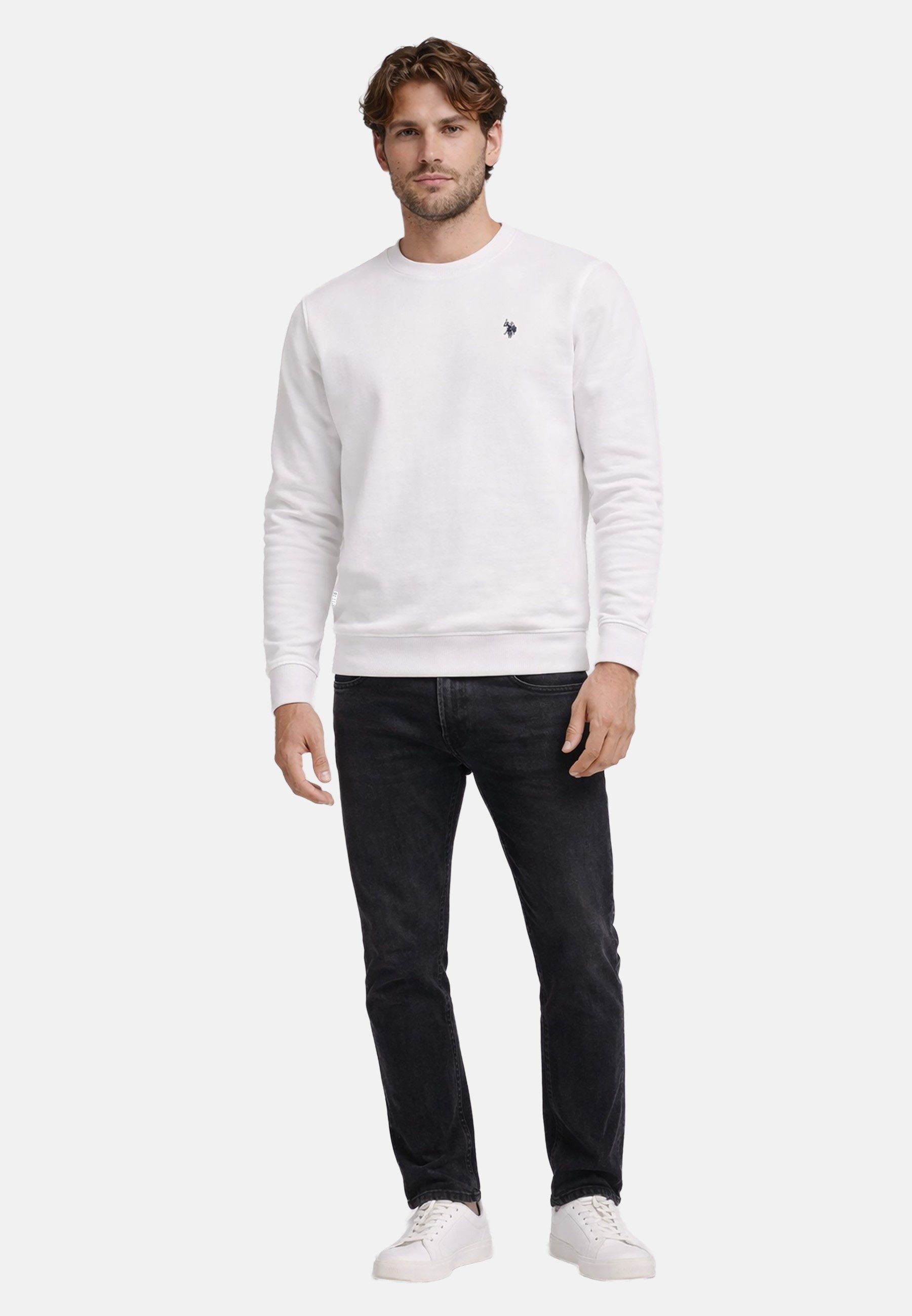 U.S. Polo Assn. Sweatshirt USRexx Herren Pullover mit Rundhalsausschnitt aus Baumwolle Klassisches Sweatshirt mit Rippbündchen und Logostickerei