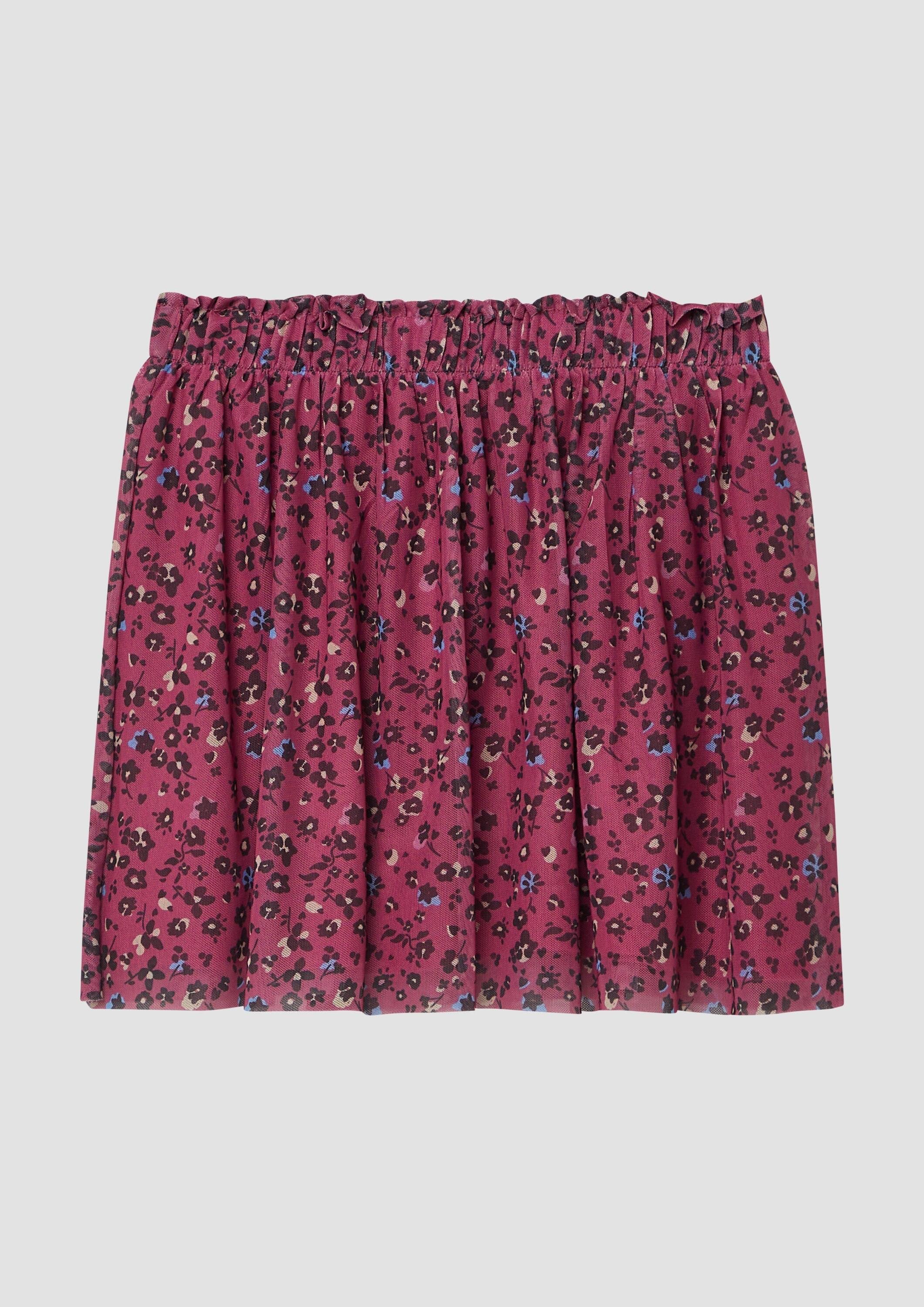 s.Oliver Minirock Rock Ausgestellter Meshrock mit Jerseyfutter und floralem Muster