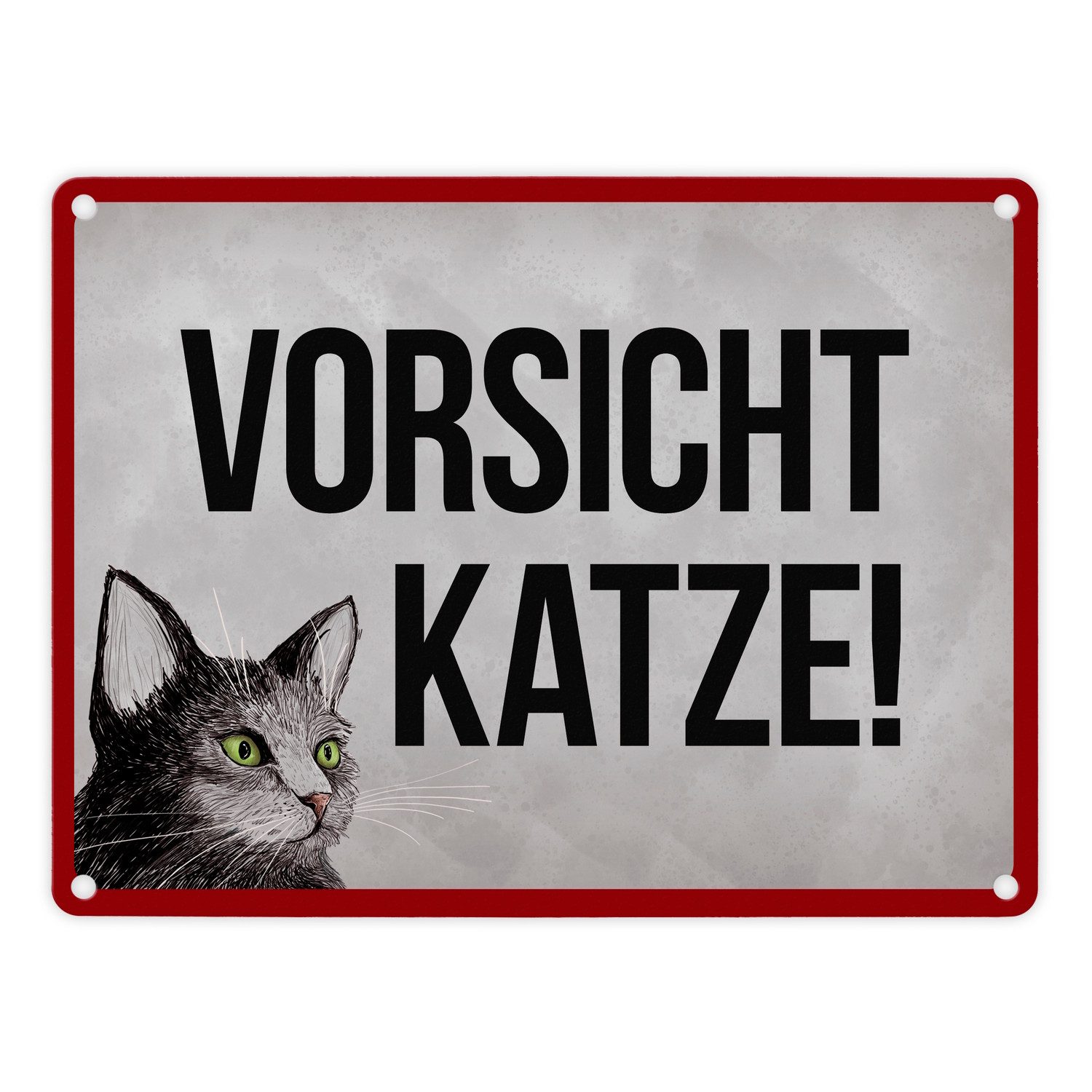 Metallschild Vorsicht Katze Metallschild mit Motiv Achtung Warnschild Hinweis