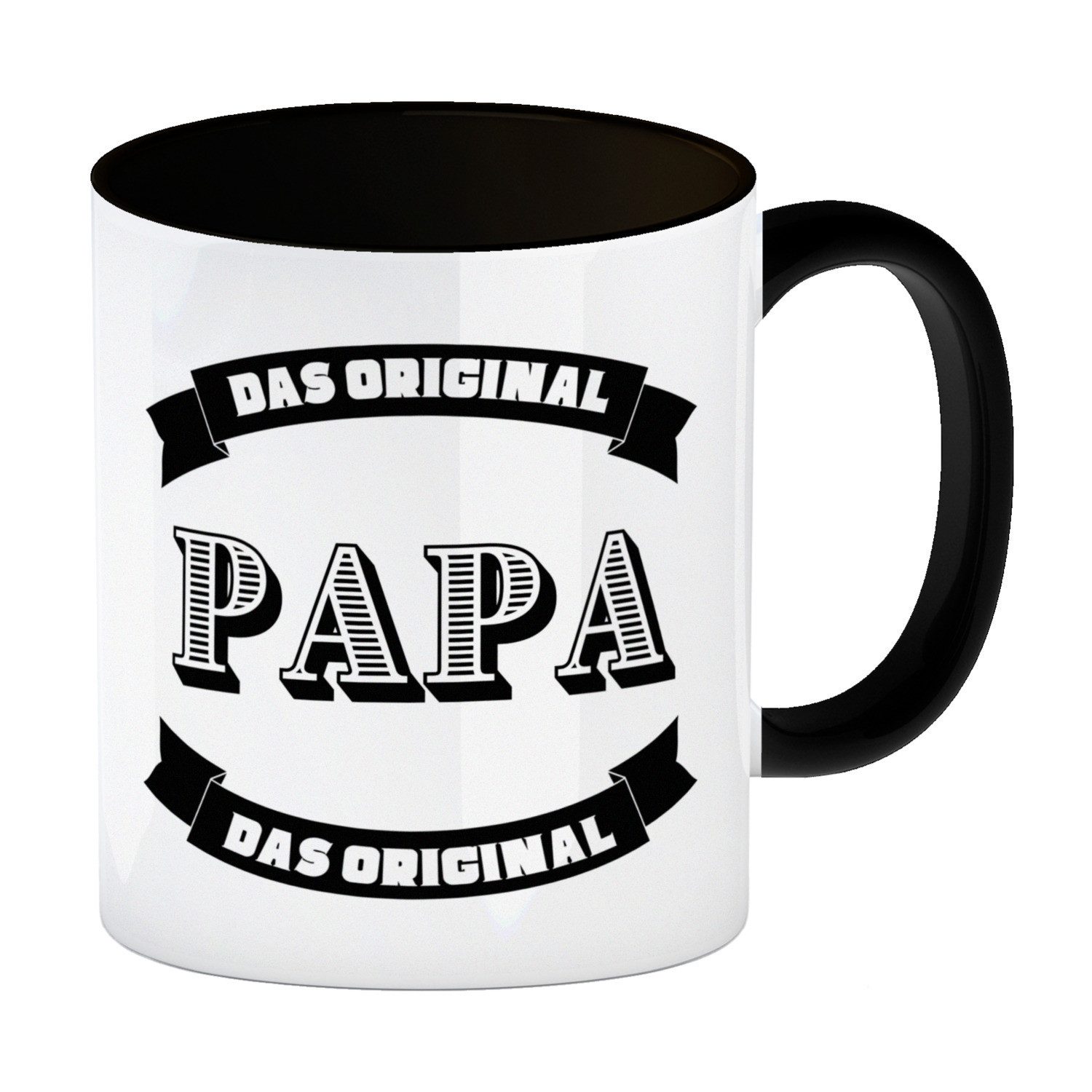 Tasse Papa Kaffeebecher in schwarz mit Spruch Papa Das Original