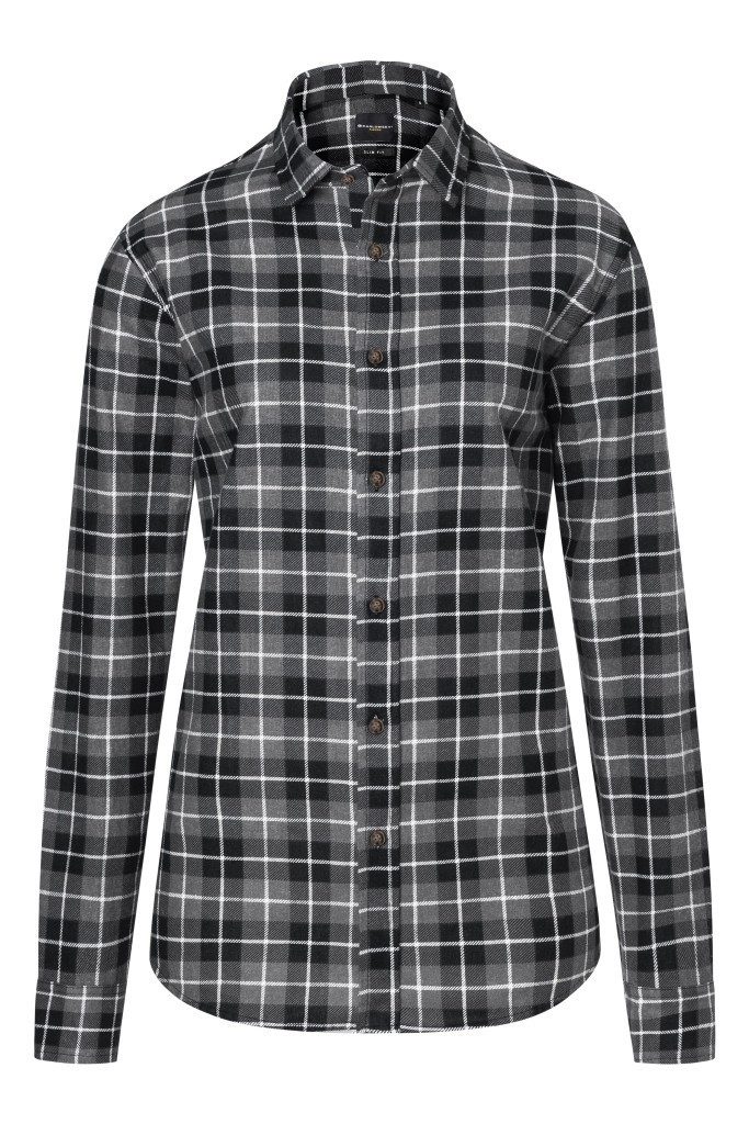 Karlowsky Fashion Flanellbluse KARLOWSKY Damen Flanellbluse URBAN-FLAIR Langarm Schwarz Karo