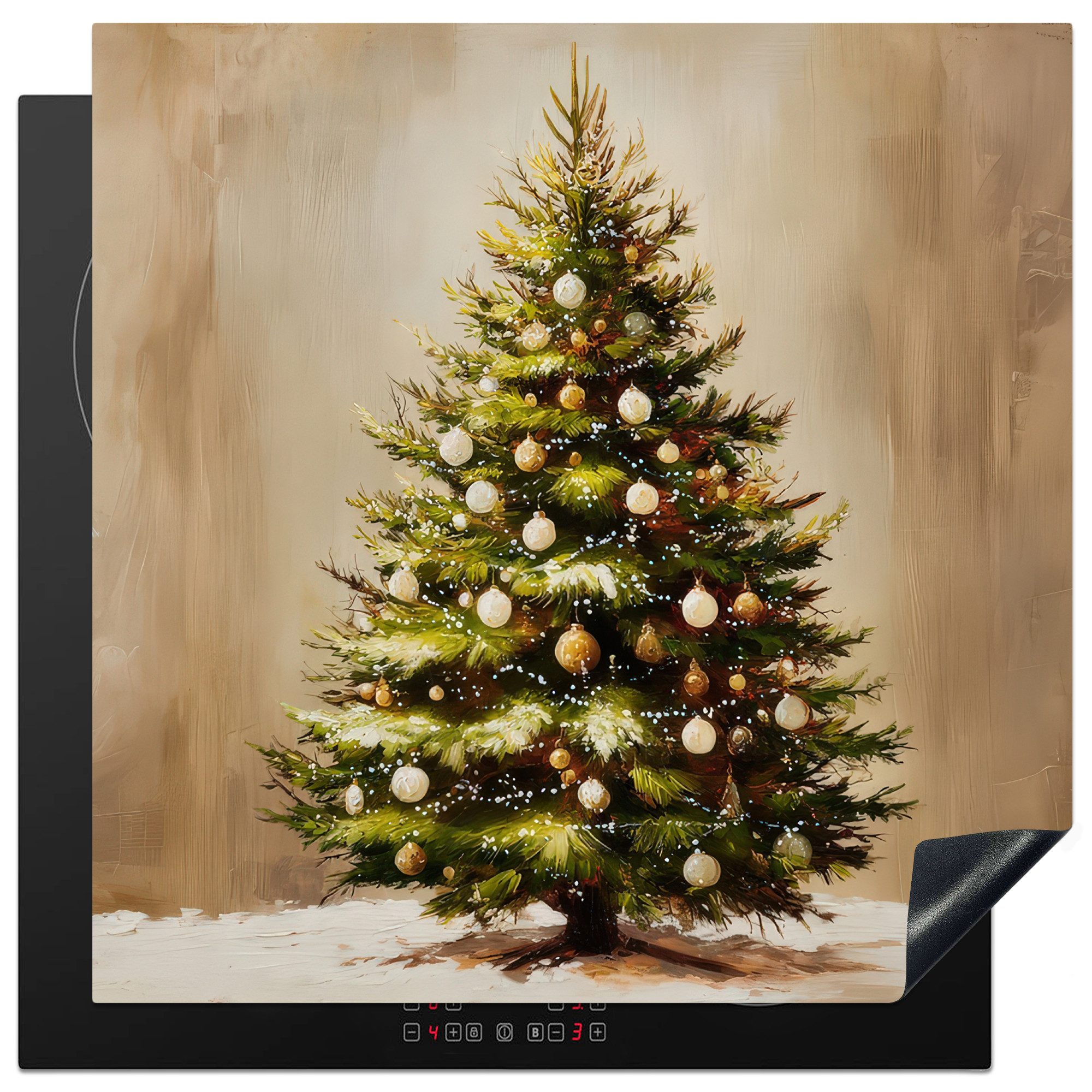 MuchoWow Herd-Abdeckplatte Weihnachten - Atmosphäre - Grün, Vinyl, (1 tlg), Küche Herdabdeckung Ceranfeld Induktionsfeld Vinyl, 60x60 cm