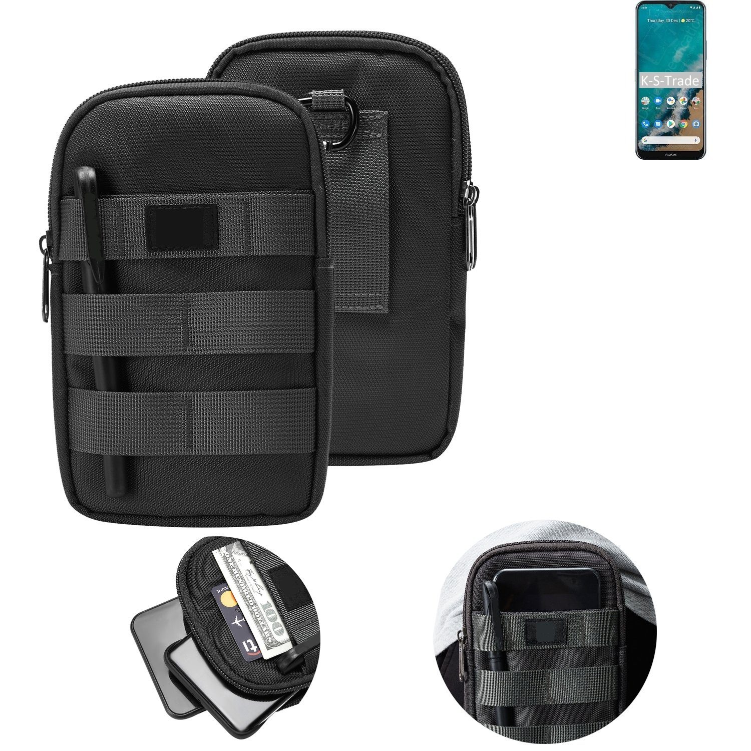 K-S-Trade Handyhülle für Nokia G50, Holster Gürtel Tasche Handy Tasche Schutz Hülle dunkel-grau viele