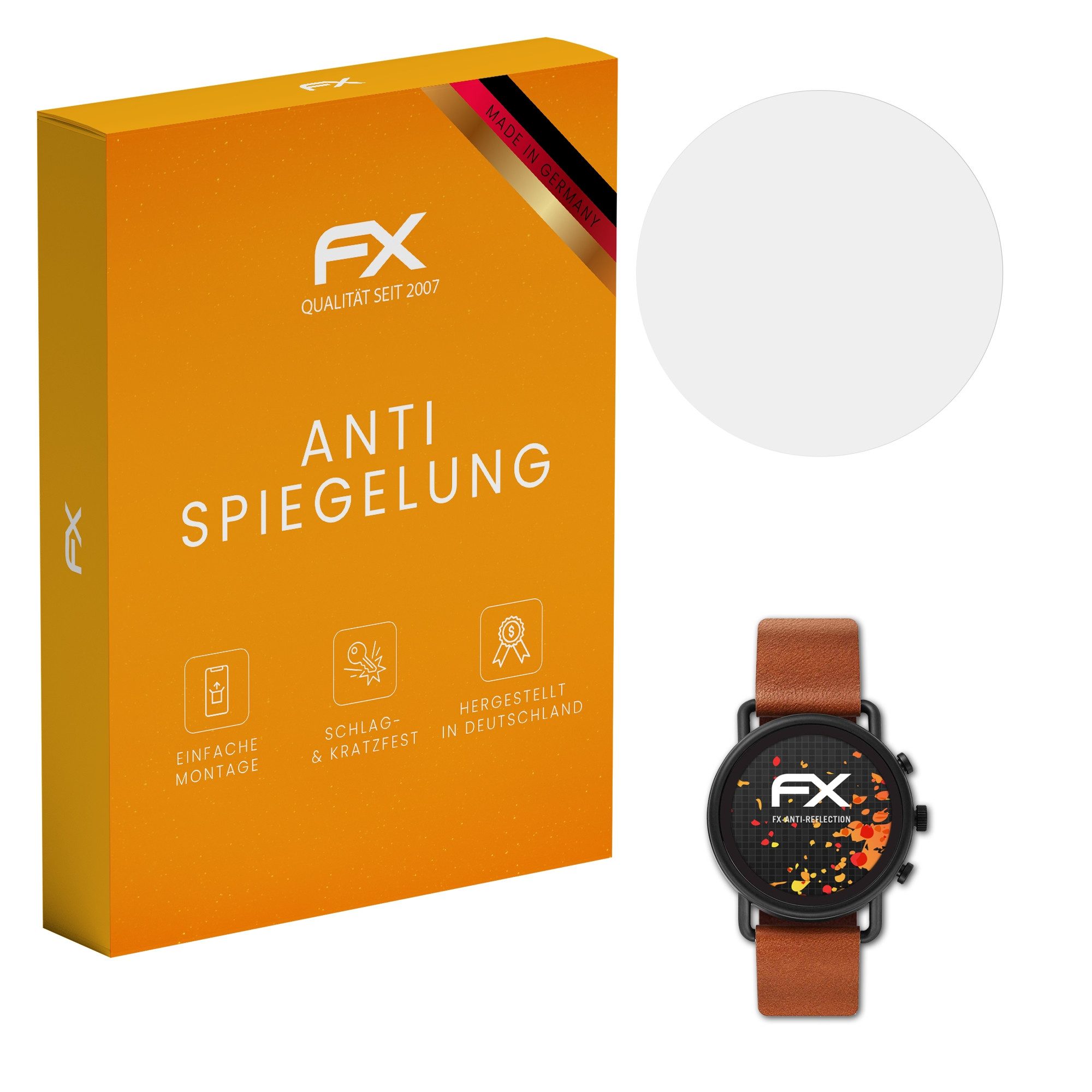 atFoliX Schutzfolie für Skagen Connected Falster 3, (3 Folien), Entspiegelnd und stoßdämpfend