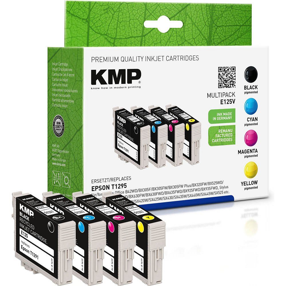 KMP 1 Tinten-Set E125V ERSETZT (4 Tintenpatrone Farben) 1295 BK/C/M/Y