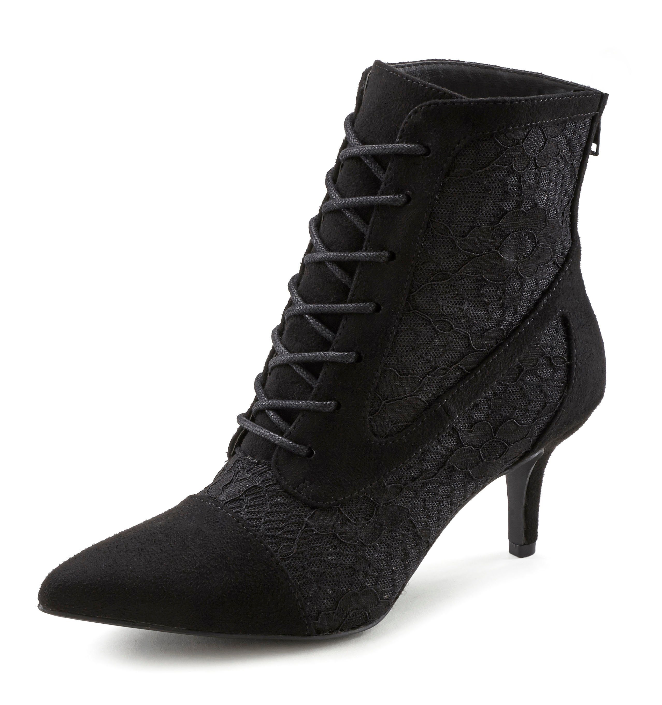 LASCANA Sommerstiefelette Schnürstiefelette in sexy Spitzen Optik, Stiefel