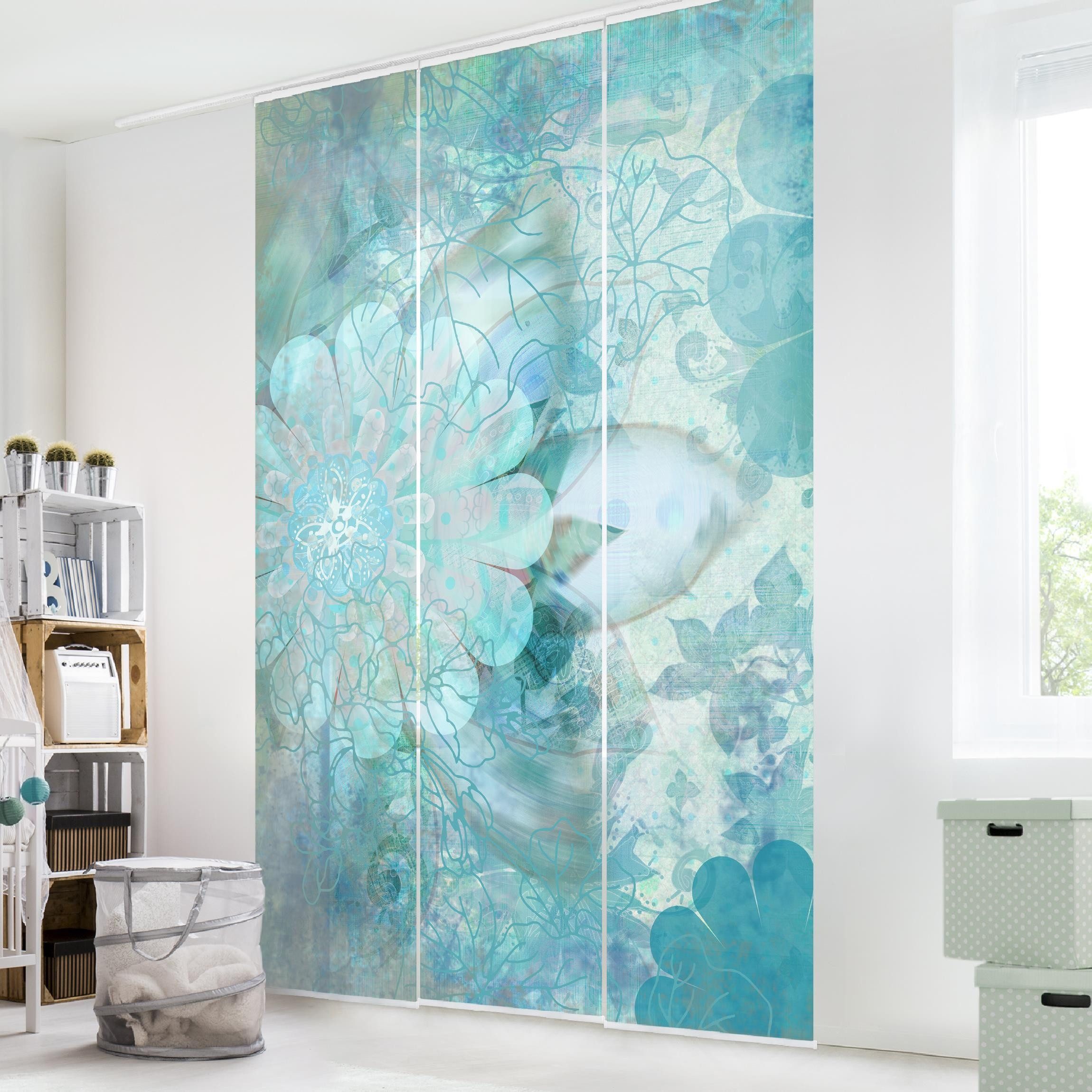 Bilderdepot24 Schiebegardine modern Flächenvorhang blickdicht Winterblumen, günstig online kaufen