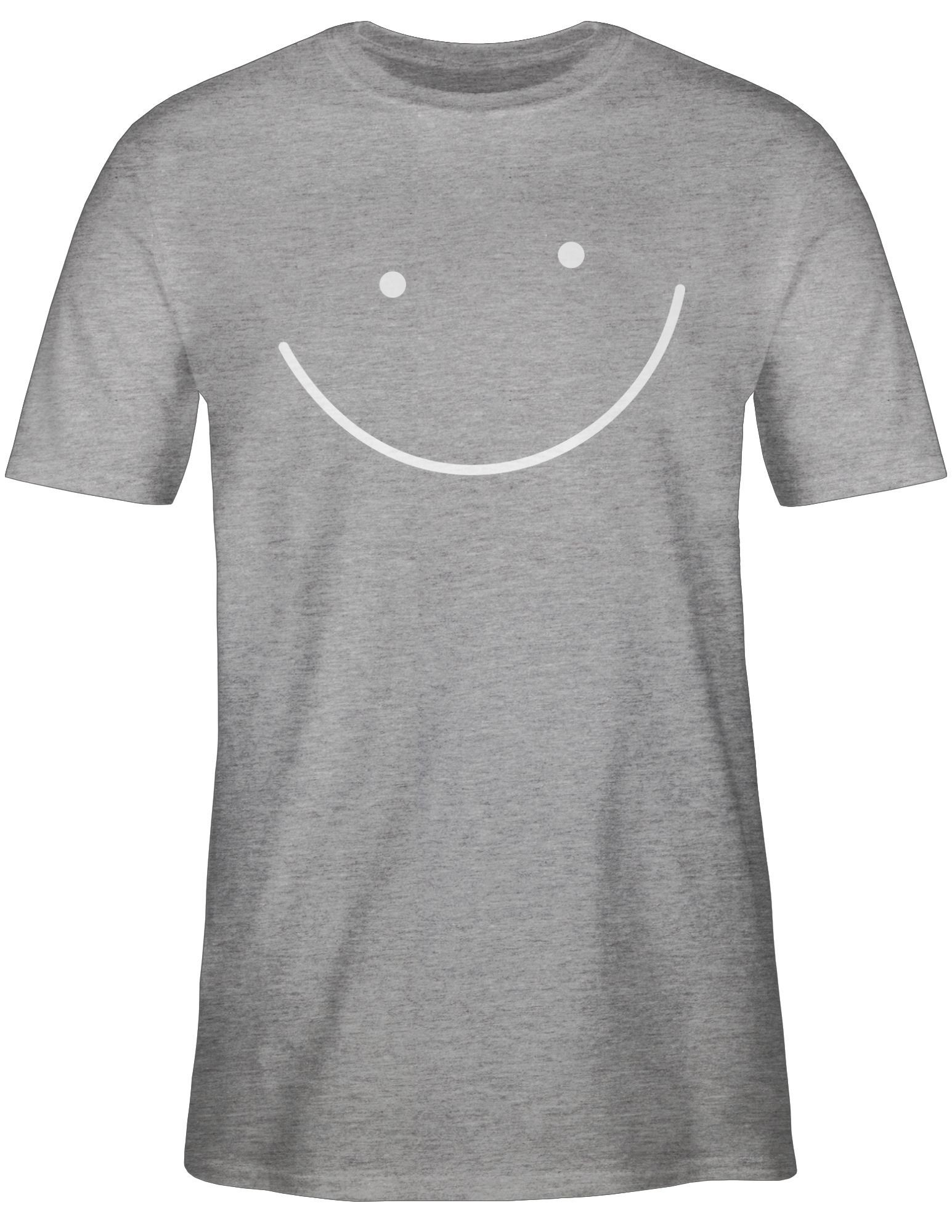 Shirtracer T-Shirt Smile Gesicht meliert Grau Sprüche Statement 03