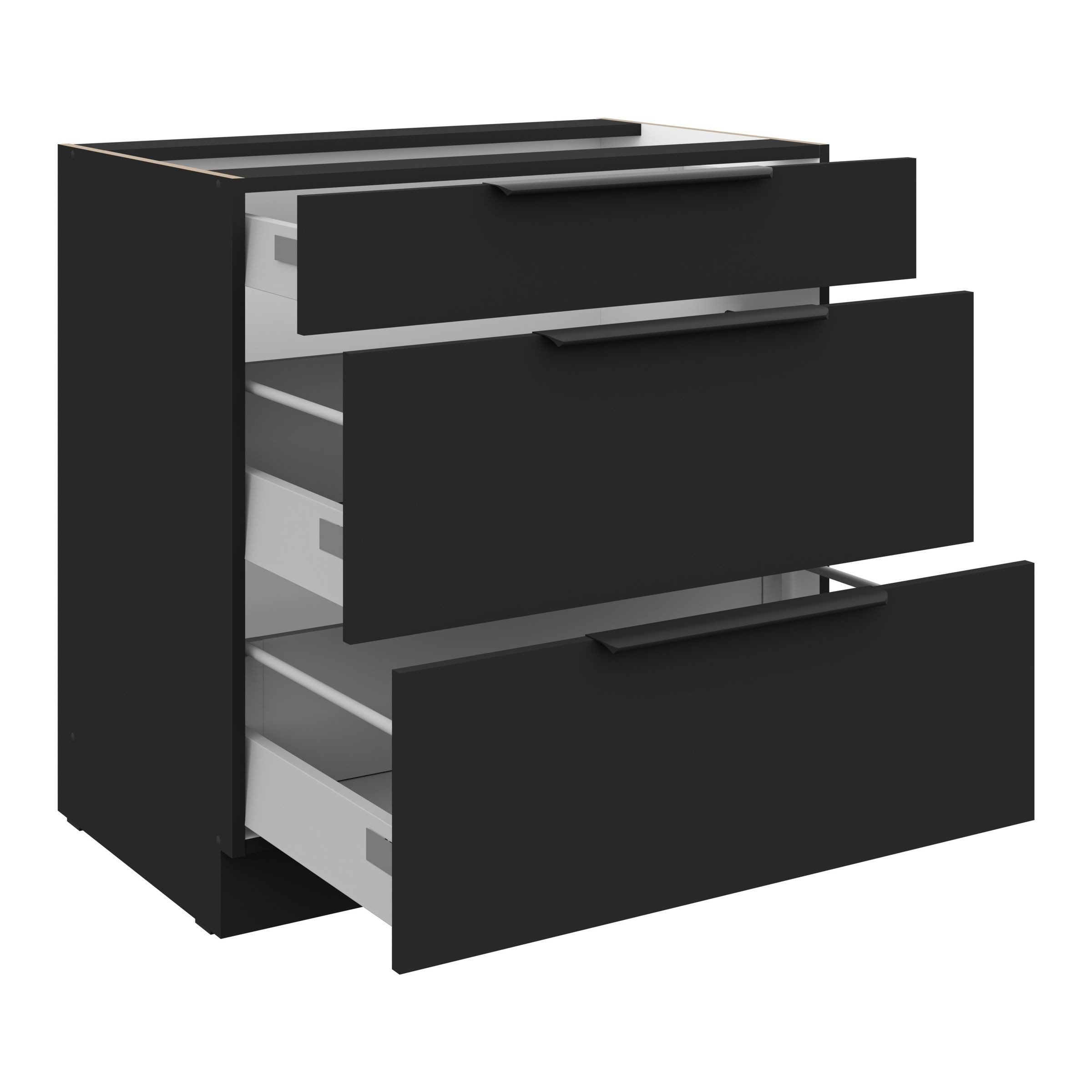 Küchen-Preisbombe Auszugsunterschrank 80 cm Küche SIENA Schwarz Vollauszug günstig online kaufen