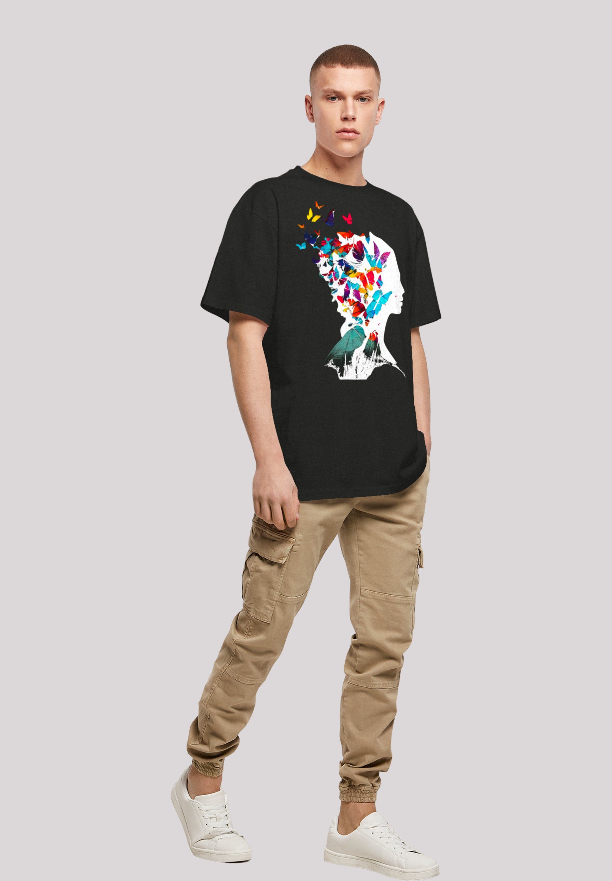 F4NT4STIC T-Shirt Schmetterling OVERSIZE Print TEE Silhouette schwarz