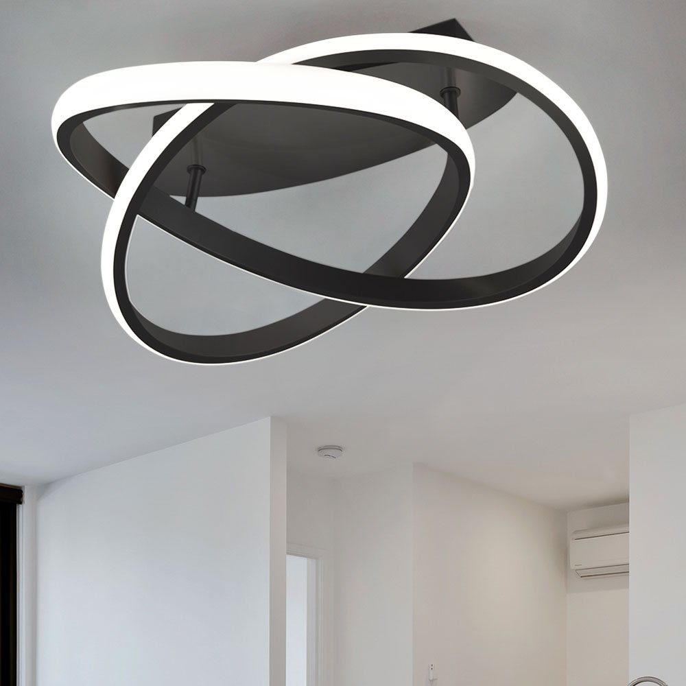 Reality Leuchten LED Deckenleuchte, LED-Leuchtmittel fest verbaut, Warmweiß,  LED Decken Leuchte Ess Zimmer Ring Design Strahler Lampe Switch DIMMER