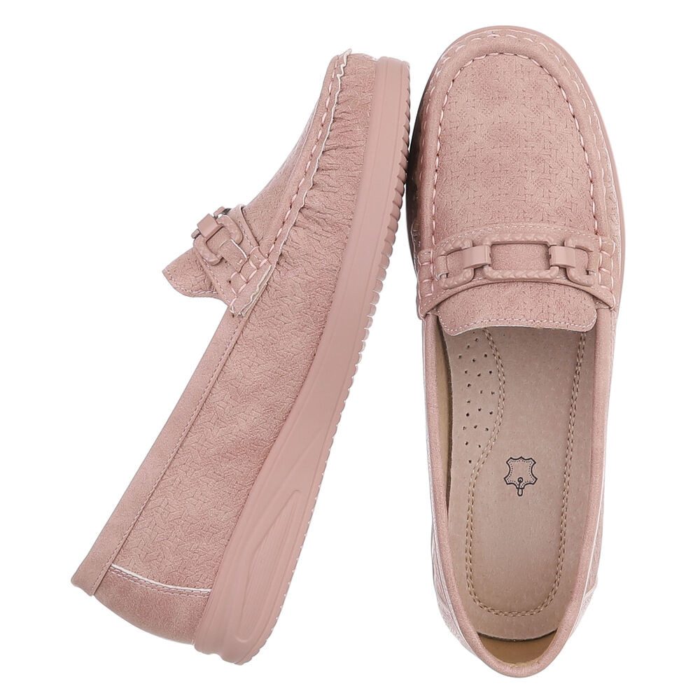 Ital-Design Damen Mokassin Slipper mit Zierriegel und Komfortsohle Slipper (91849457) Keilabsatz/Wedge Mokassins in Altrosa – Bild 2 von 5