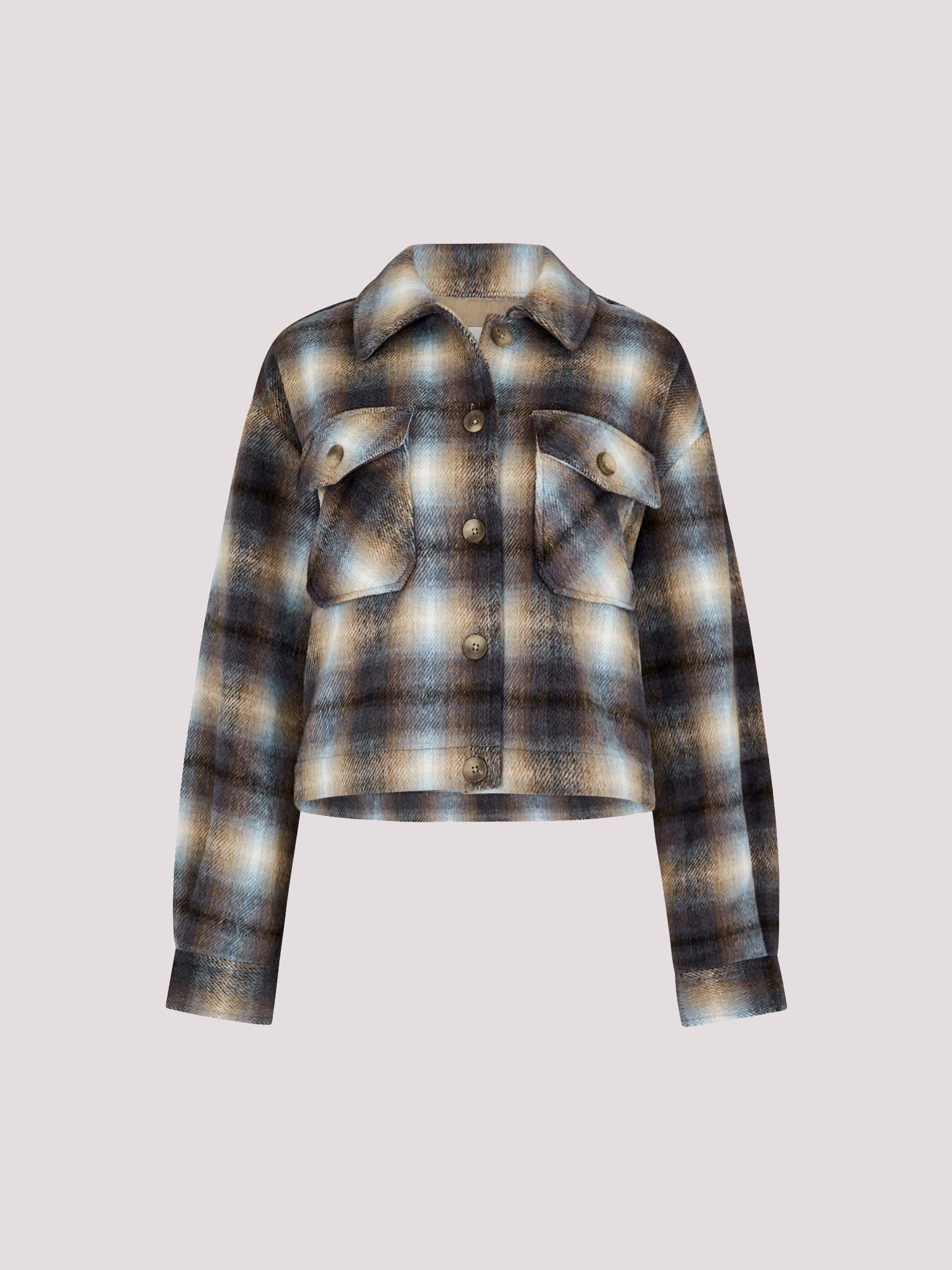 Apricot Kurzjacke Karrierte Jacke mit Brusttaschen