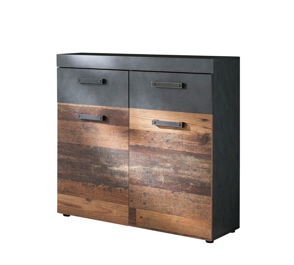 trendteam Schuhschrank Schuhschrank Schuhkommode Indy, Old Used Wood / Matera grau, Shabby