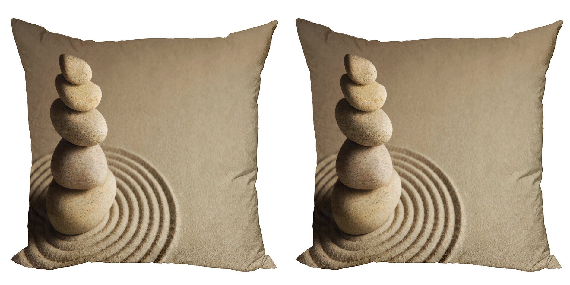 Kissenbezüge Modern Accent Doppelseitiger Digitaldruck, Abakuhaus (2 Stück), Rock Balancing Steine ​​auf Sand Theme