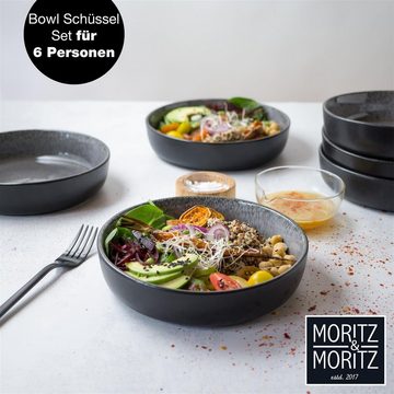 Moritz & Moritz Suppenschüssel Moritz & Moritz 6er Set Bowl Schüssel Anthrazit Klein, (6er Set, 6-tlg), Geschirrset für 6 Personen