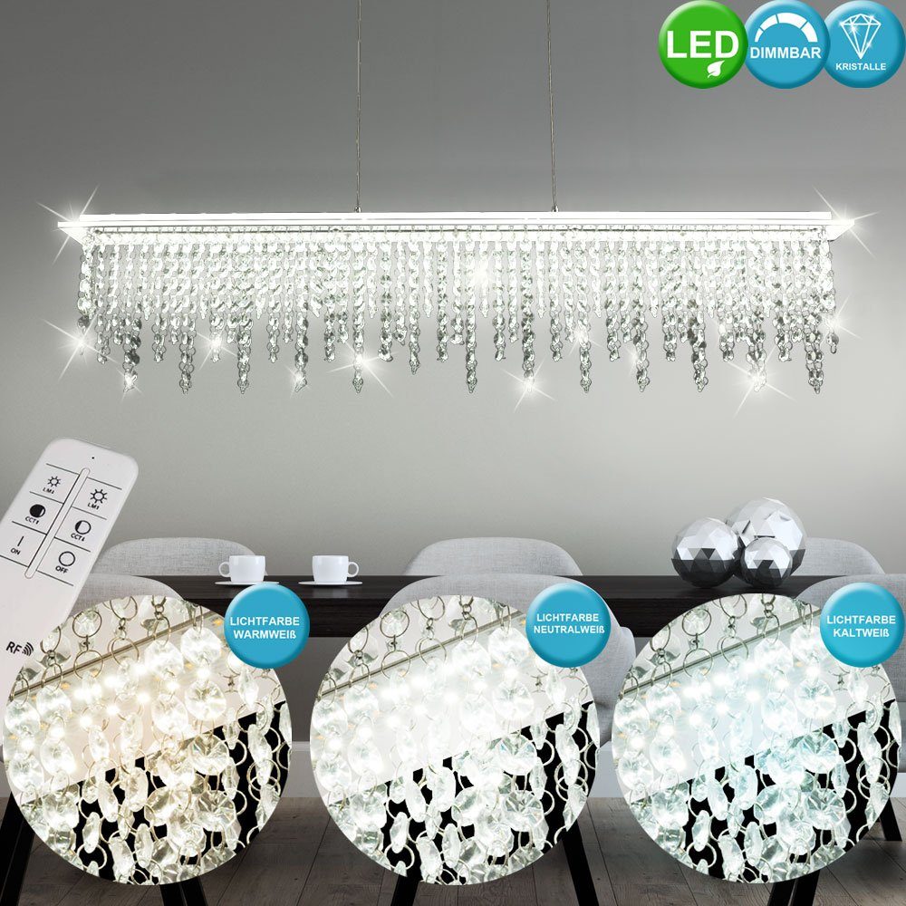 etc-shop LED Pendelleuchte, LED-Leuchtmittel fest verbaut, Kaltweiß, Warmweiß, Neutralweiß, Tageslichtweiß, Hängeleuchte Kristallbehang Deckenlampe