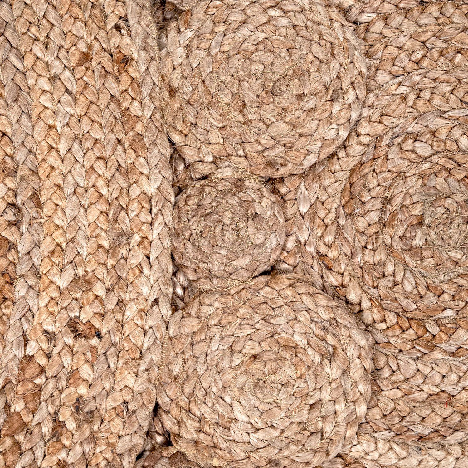Paco Home Teppich Viborg 592, rund, Höhe: 13 mm, handgefertigter Natur-Teppich, Jute, Boho, Ethno