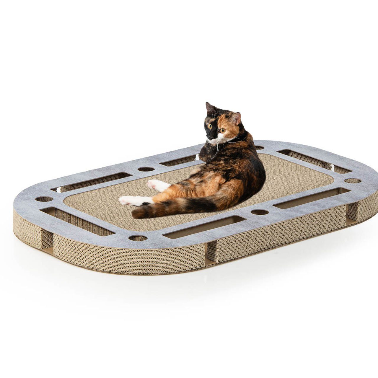 Canadian Cat Company Kratzbrett PlayPlate XL, (betonoptik, ca. 85 x 54 x 5,8 cm), mit integrierter Kratzpappe Katzenspielzeug