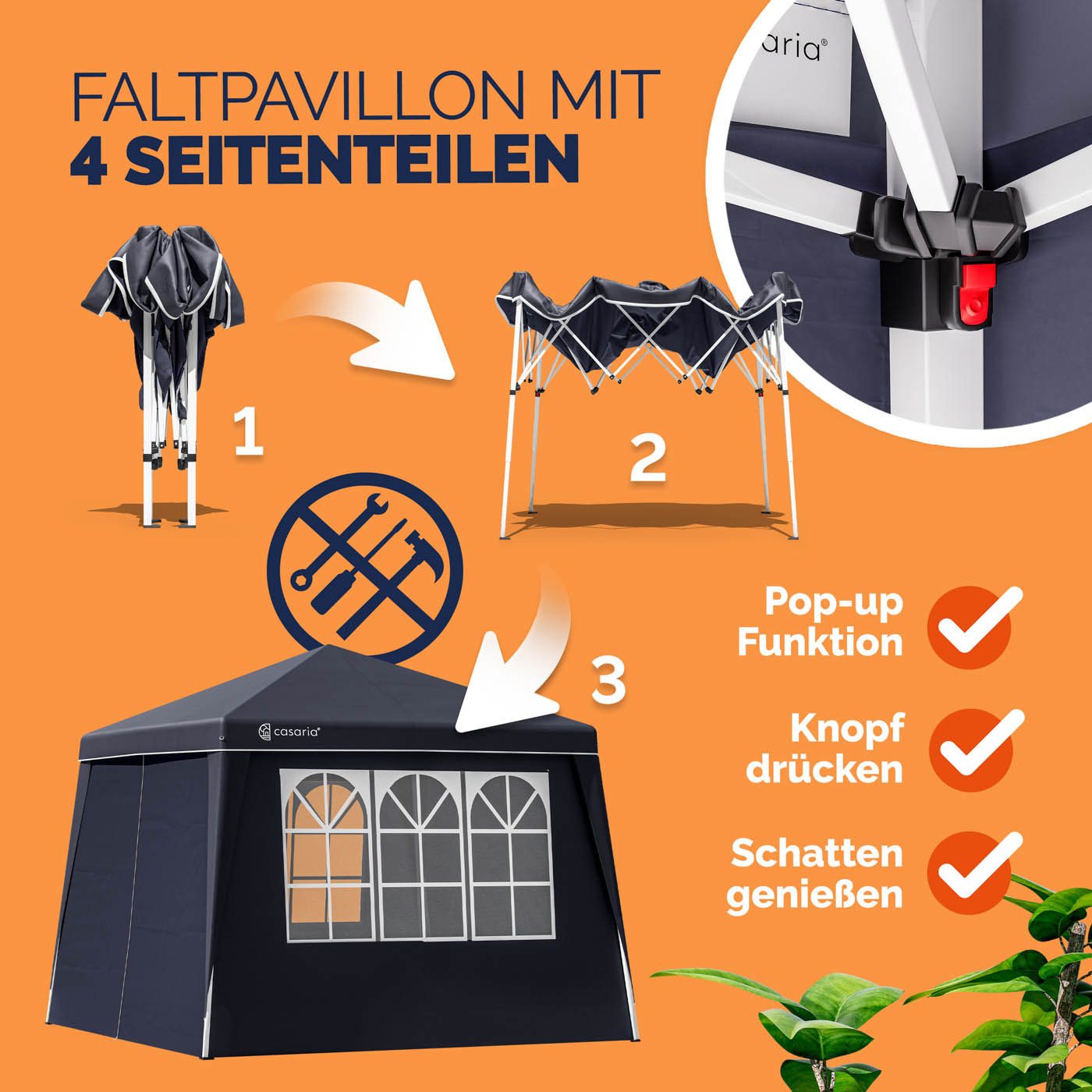 Casaria Pavillon, 300x300 cm Pavillon Set günstig online kaufen